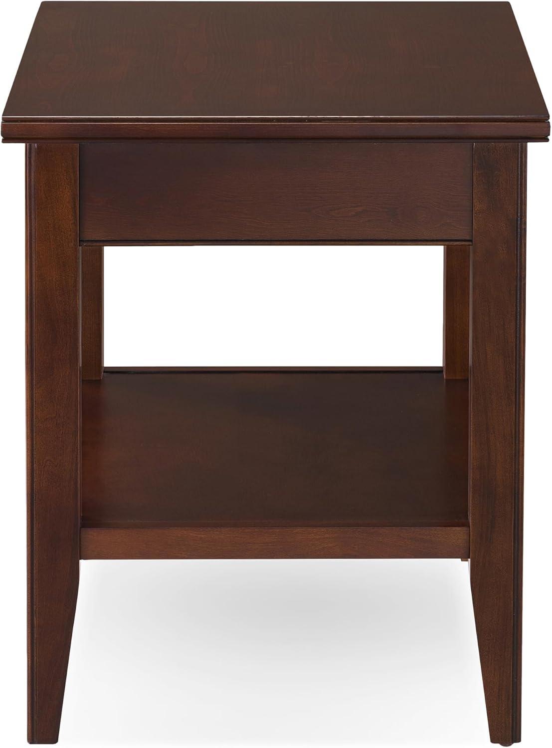 Leick Home Laurent Drawer End Table Chocolate Cherry Finish: Rectangular Side Table with Shelf, CARB Certified, No Tools Assembly