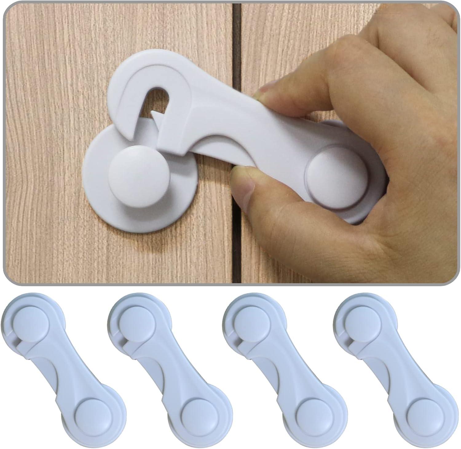 Cabinet Locks - Life Child Safety Locks 4 Pack - Baby Safety Cabinet Locks - Baby Proofing Cabinet Kitchen System with Strong Adhesive Tape