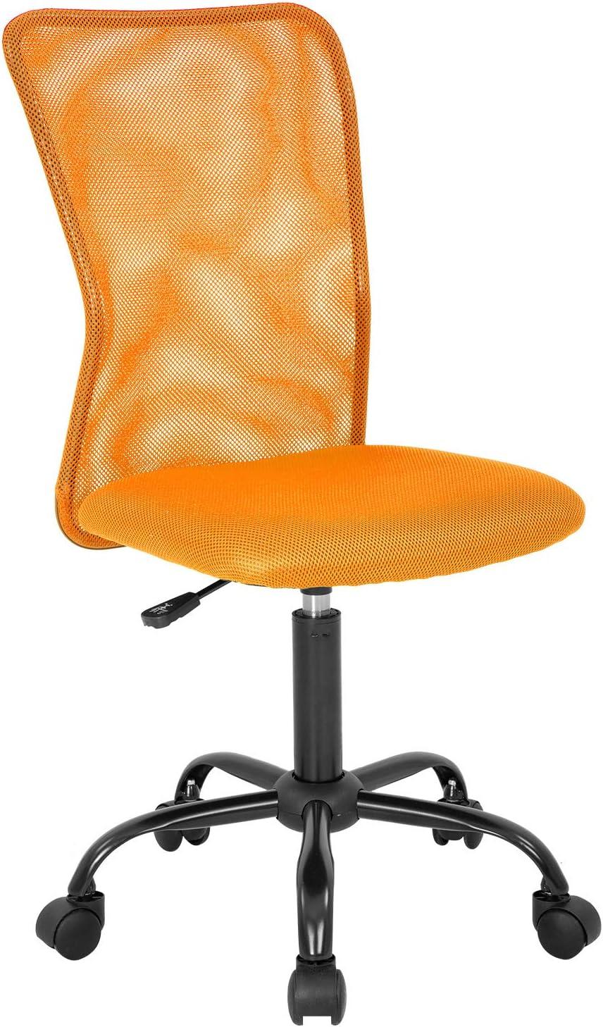 BestOffice Ergonomic Armless Office Chair with Adjustable Height, Lumbar Support for Adults(Orange)