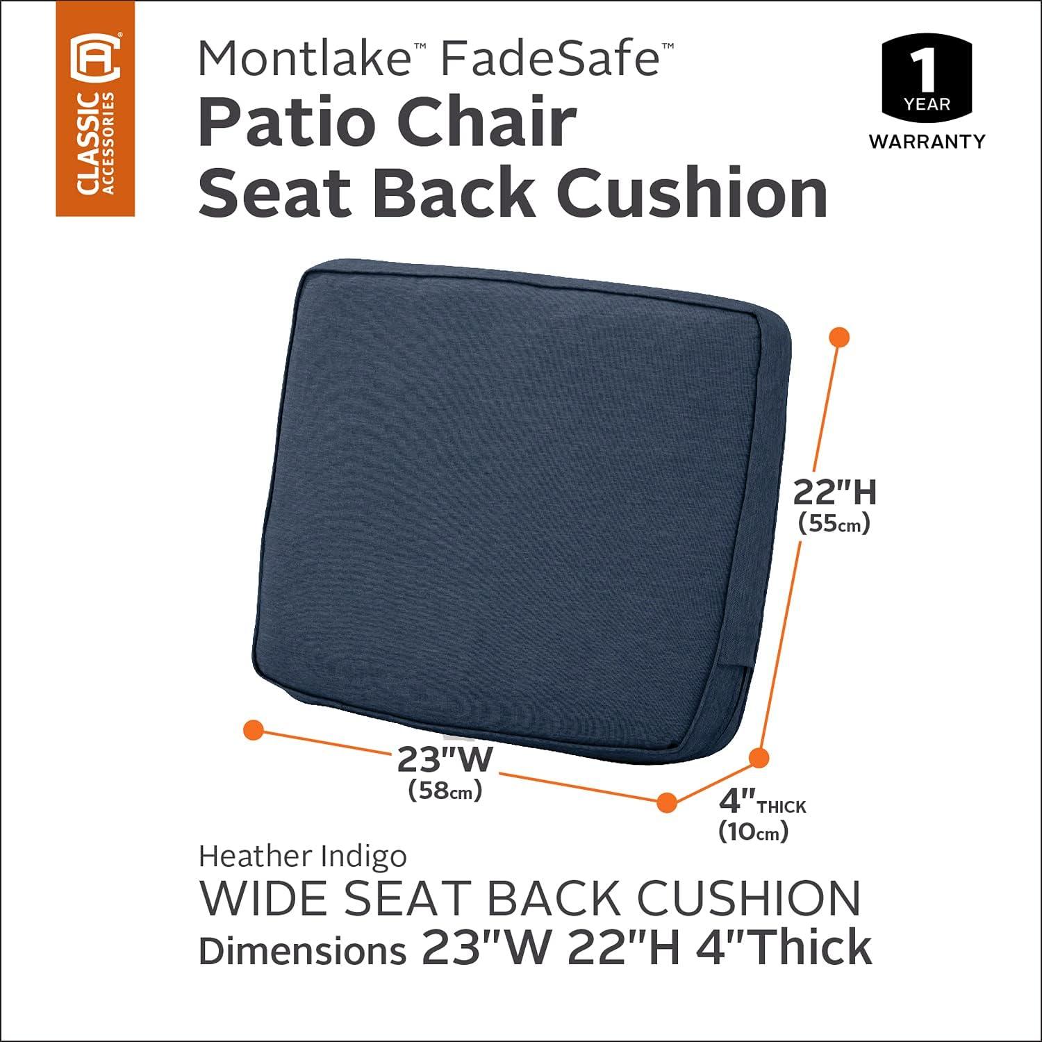 Classic Accessories Montlake Water Resistant Patio Lounge Back Cushion