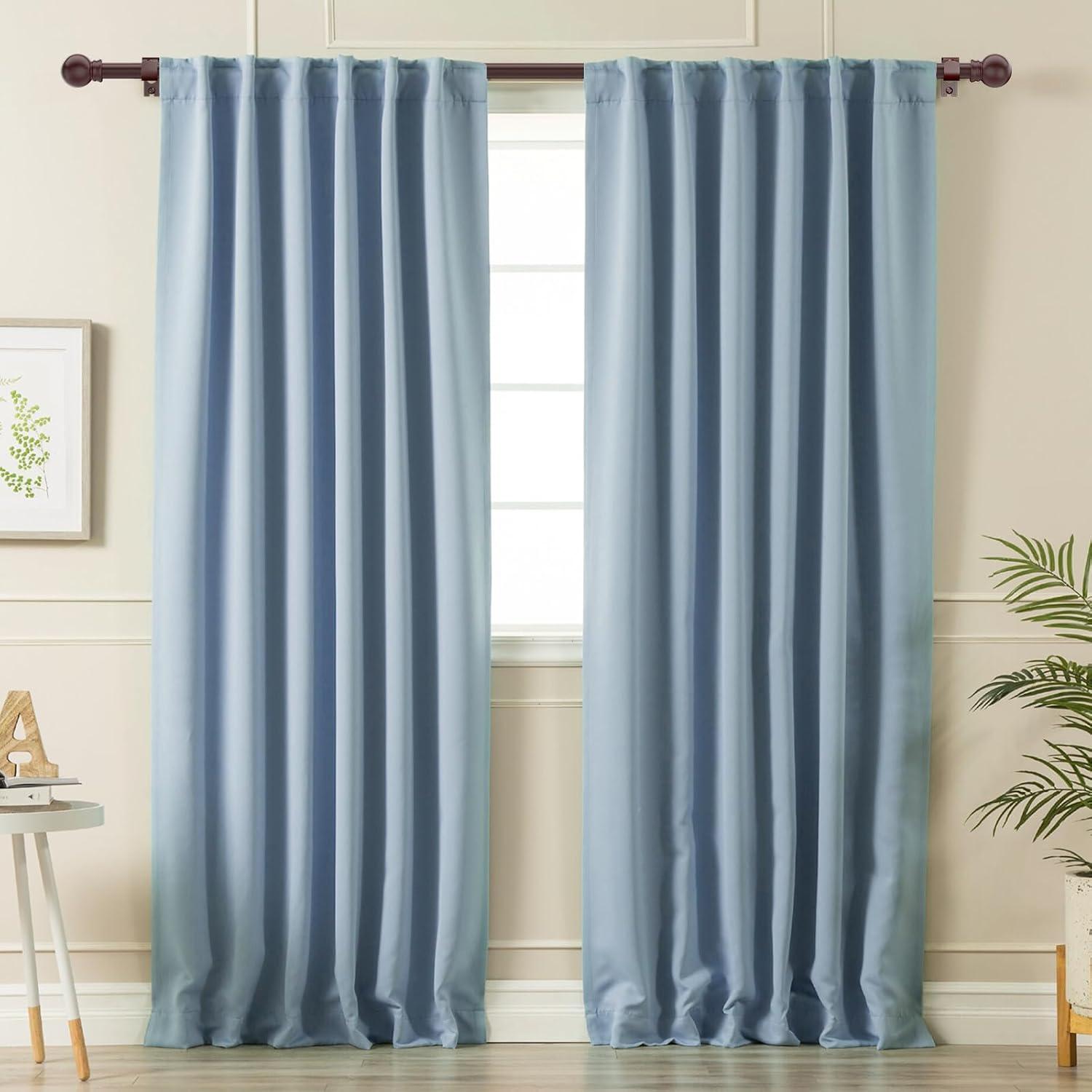 Bronze Curtain Rods for Bedroom with Brackets,5/8 Inch Diameter Small Window Curtain Rod 28 to 48 Inches,Easy Install Drapery Rods