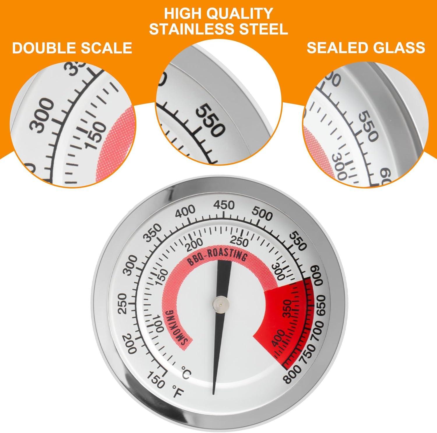 BBQ Grill Thermometer Heat Indicator Replacement Parts for Kitchenaid 720-0787D, 720-0819, 720-0745, 720-0733A, 720-0745B, 720-0826 - Compatible Barbeque Temperature Gauge Thermostat
