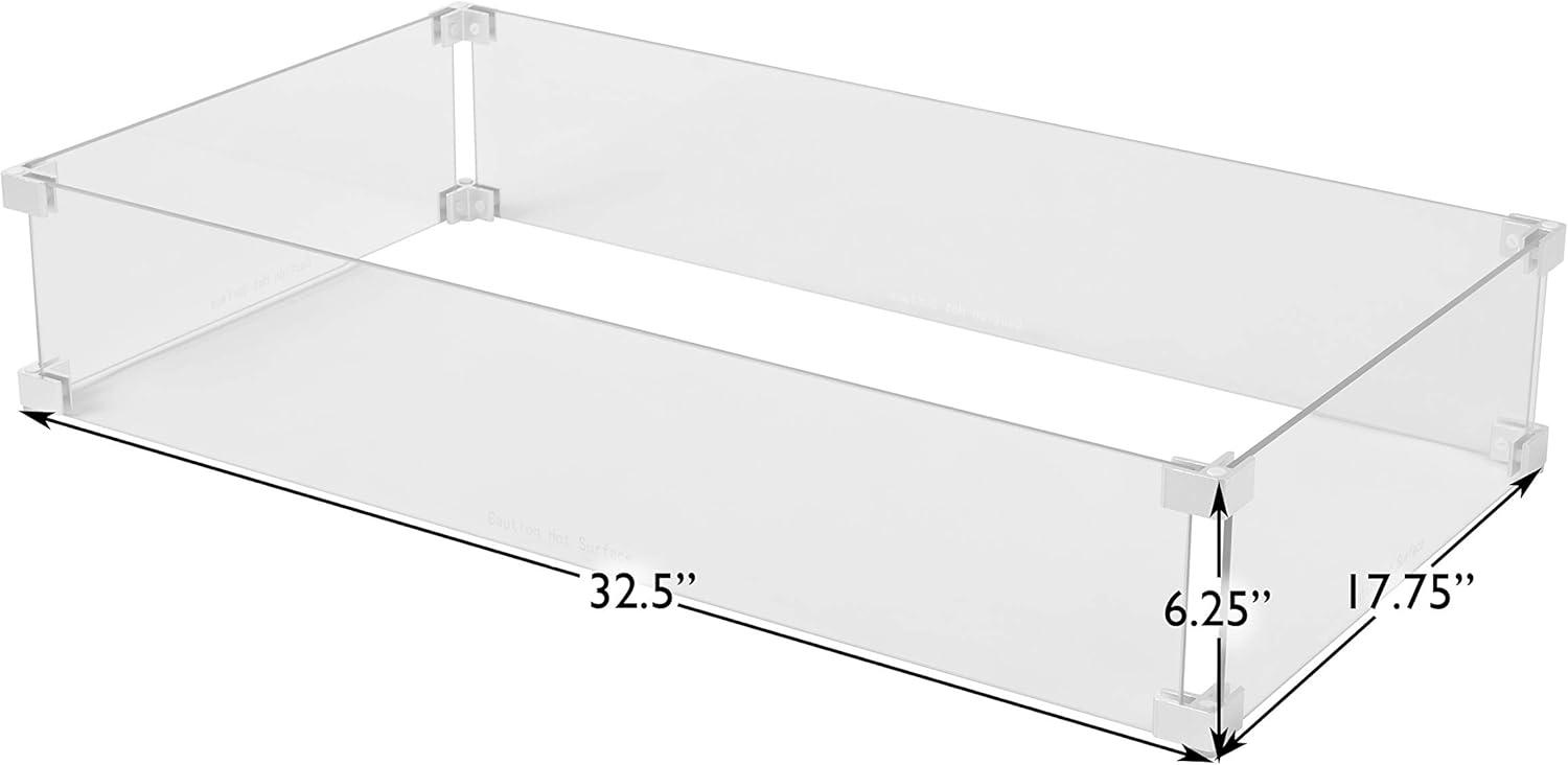 Fire Sense Fire Sense Wind Guard Clear Tempered Glass for Fire Pits & Patio Heaters - Rectangular Wind Guard