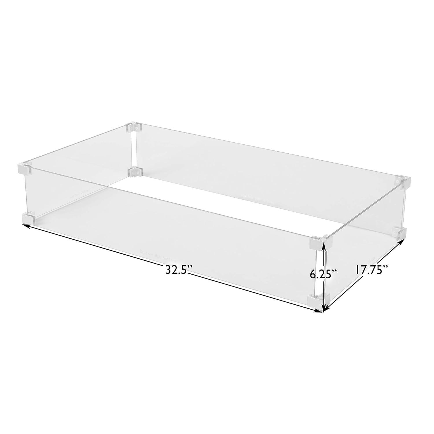 Fire Sense Fire Sense Wind Guard Clear Tempered Glass for Fire Pits & Patio Heaters - Rectangular Wind Guard