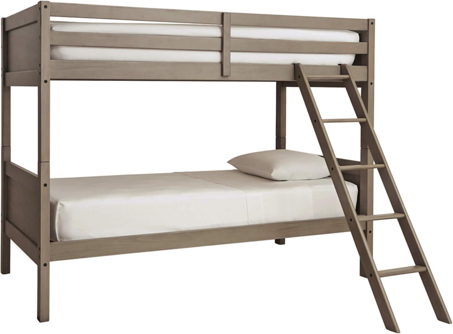 Signature Design by Ashley Casual Lettner Twin/Twin Bunk Bed with Ladder  Light Gray