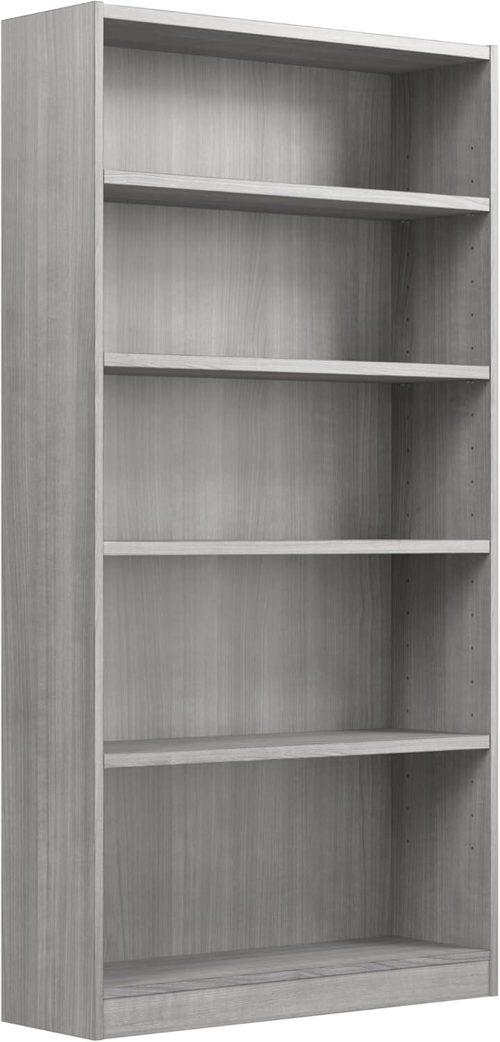 Bowery Hill Librería Alta de 5 Estantes en Gris Moderno - Madera de Ingeniería