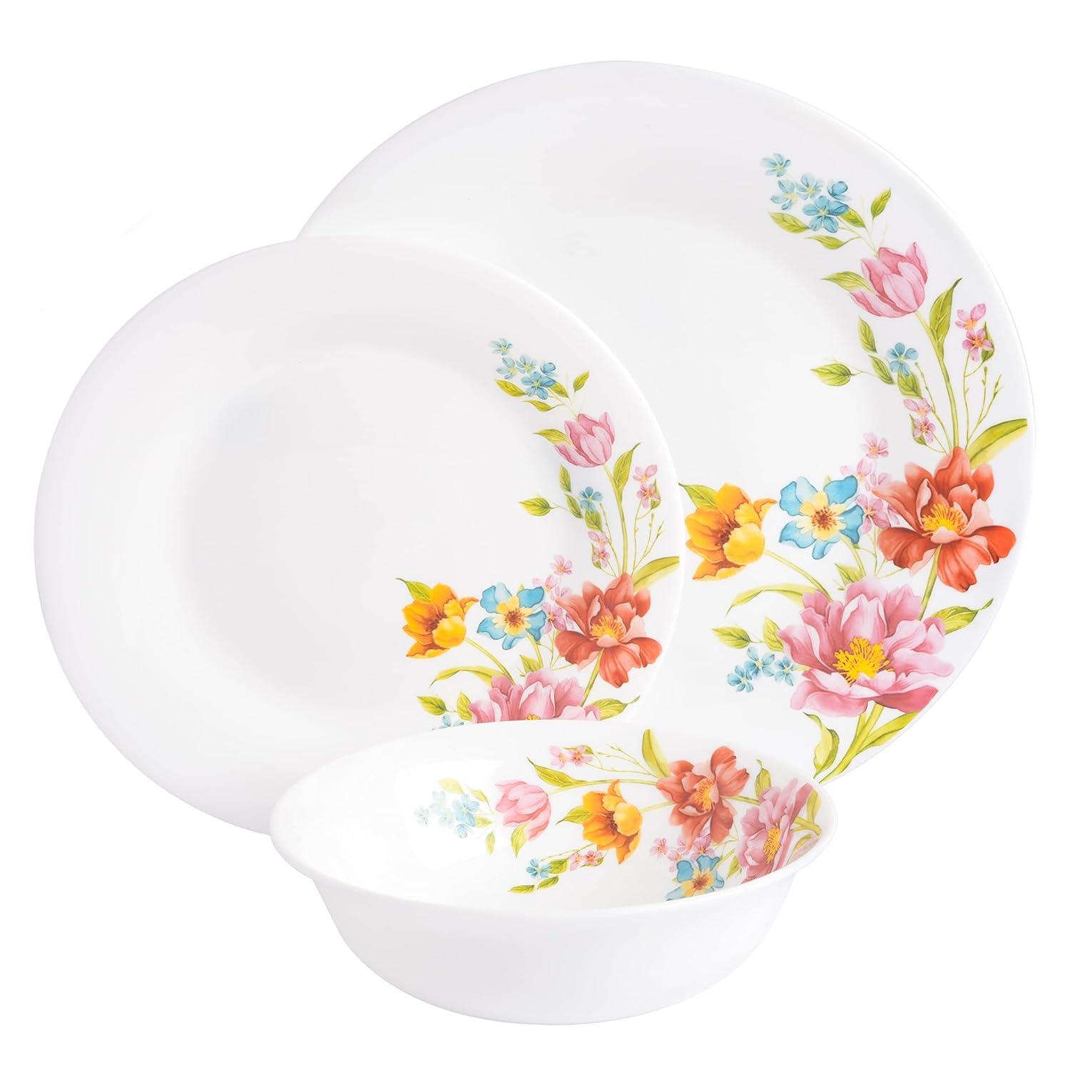 Gibson Gibson Home Ultra Break Resistant 18 Piece Dinnerware Set, Red Flora