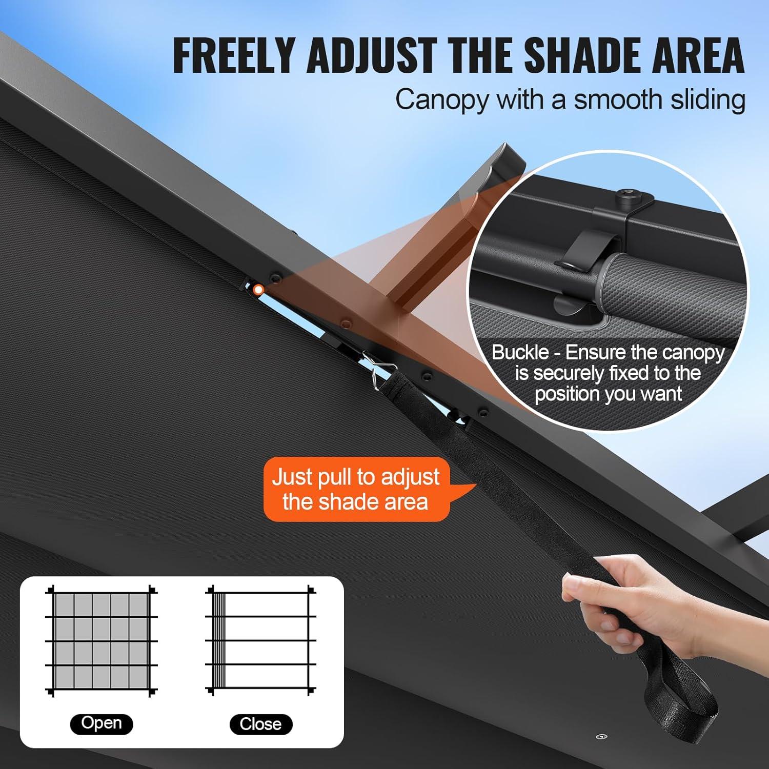 VEVOR 10'x10' Outdoor Retractable Pergola with Canopy, Aluminum Pergola with Retractable Canopy, Modern Style, Sun Shade for Patios, Gardens, Decks, Backyards (Gray)