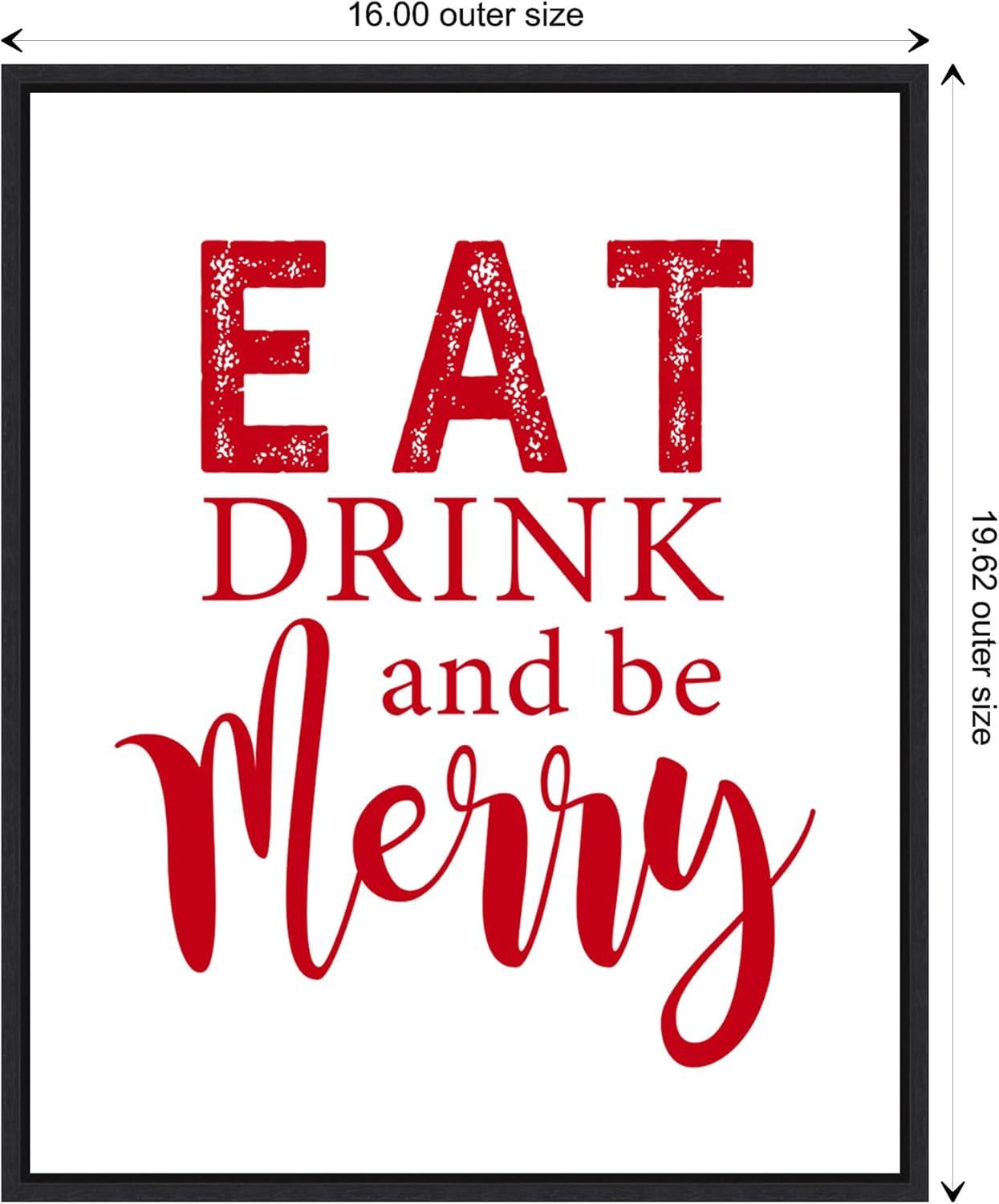 Eat Drink and Be Merry Red Framed Canvas Wall Art