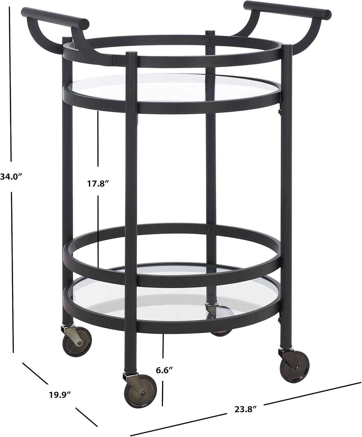 Sienna 2 Tier Round Bar Cart - Matte/Black - Safavieh