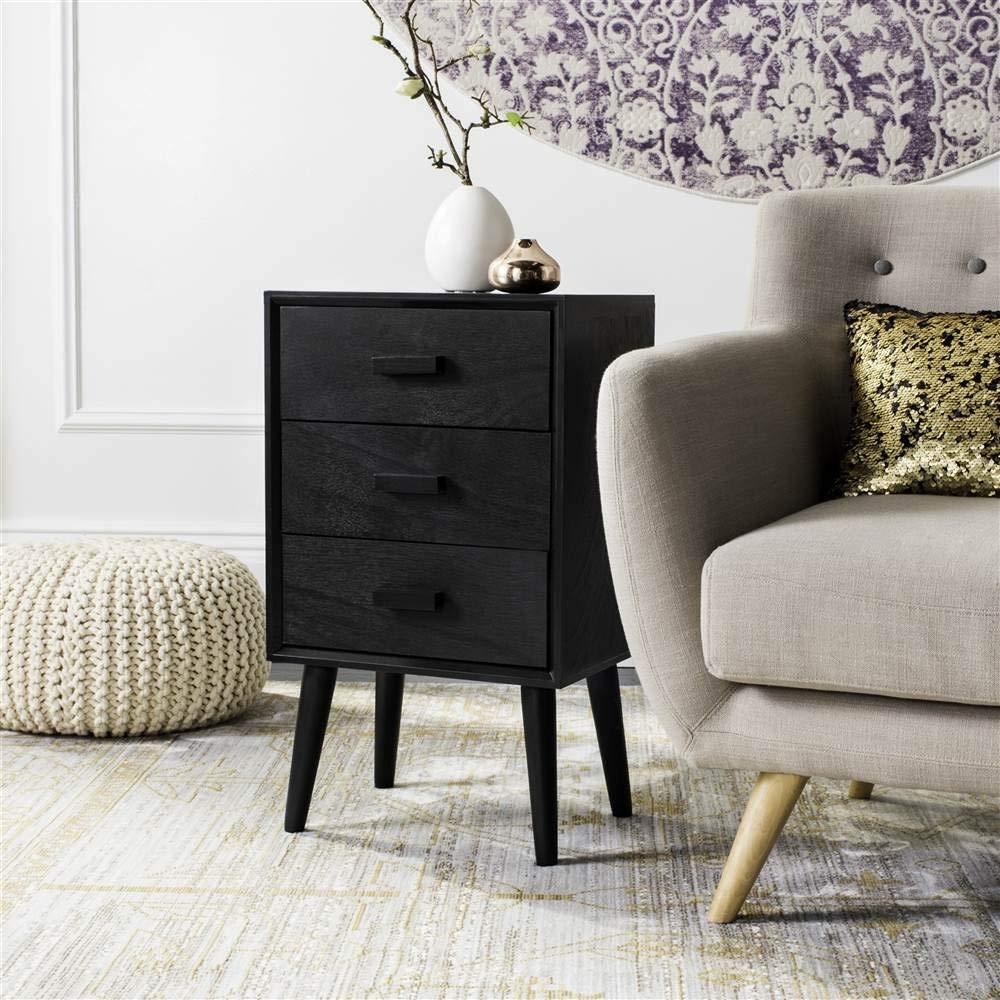 Pomona 3 Drawer Accent Table - CHS5700 - Black - Safavieh