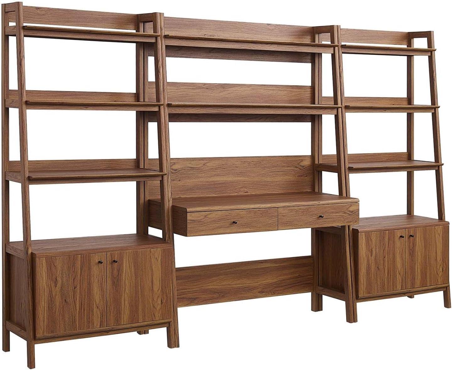 Modway Bixby 3-Piece Wood Office Desk and Bookshelf