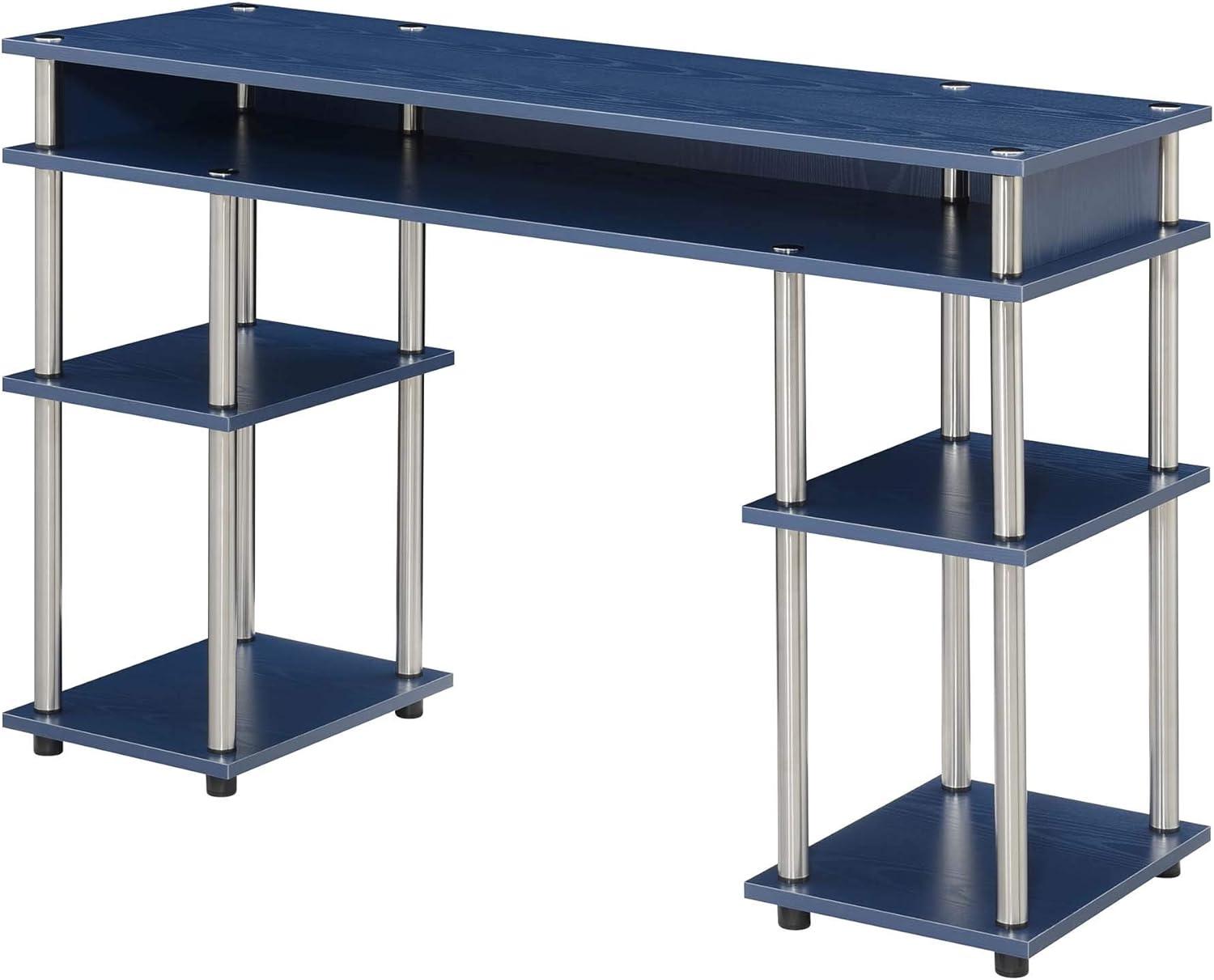 Convenience Concepts Designs2Go 30 inches Tall No Tools Desk with Shelves, Cobalt Blue, Adults