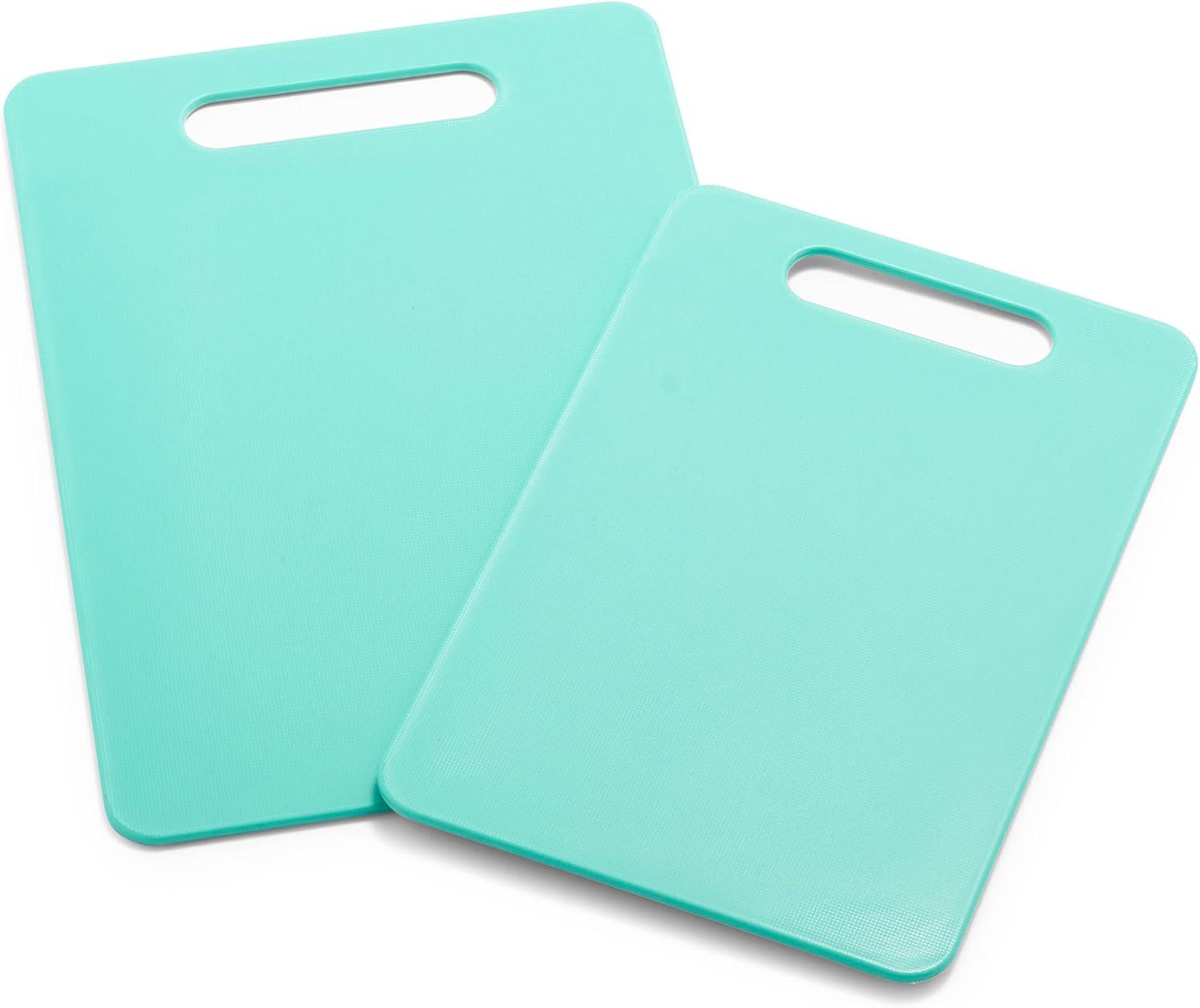 Turquoise Rectangular Plastic Cutting Board Set, Medium & Large