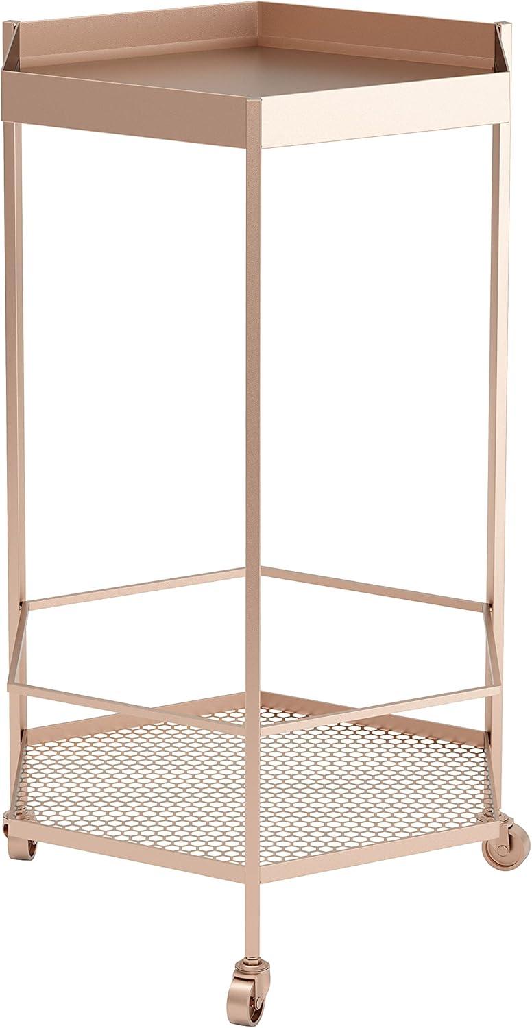 ZUO Hex Modern Steel Metal Bar Cart with Hexagon Shelves in Gold Finish