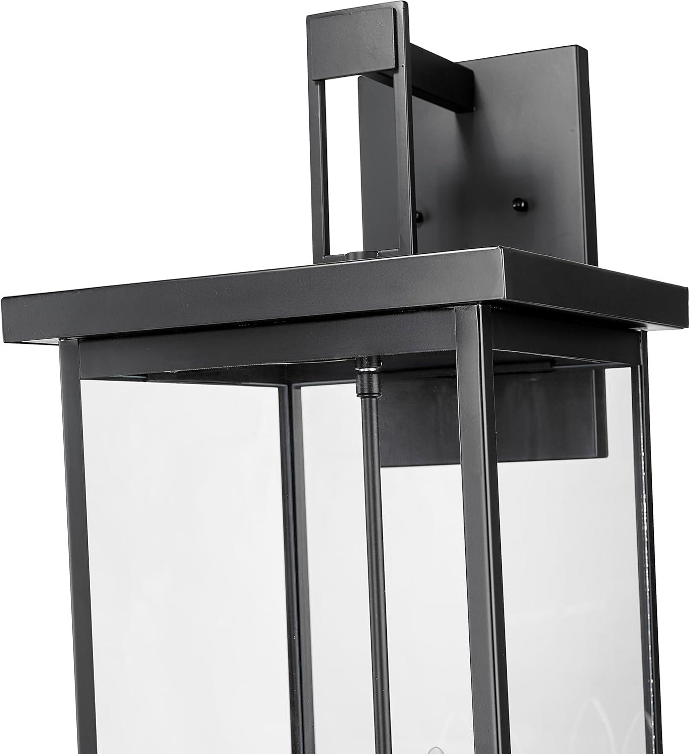 Black Steel 27" Outdoor Wall Sconce with Clear Glass Shade