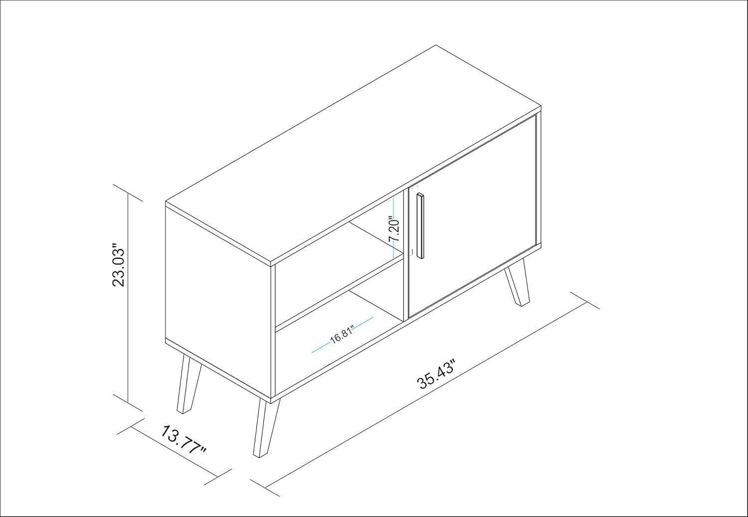 Manhattan Comfort 35.43" Amsterdam TV Stand for TVs up to 42" White: Modern Console with Fixed Shelves