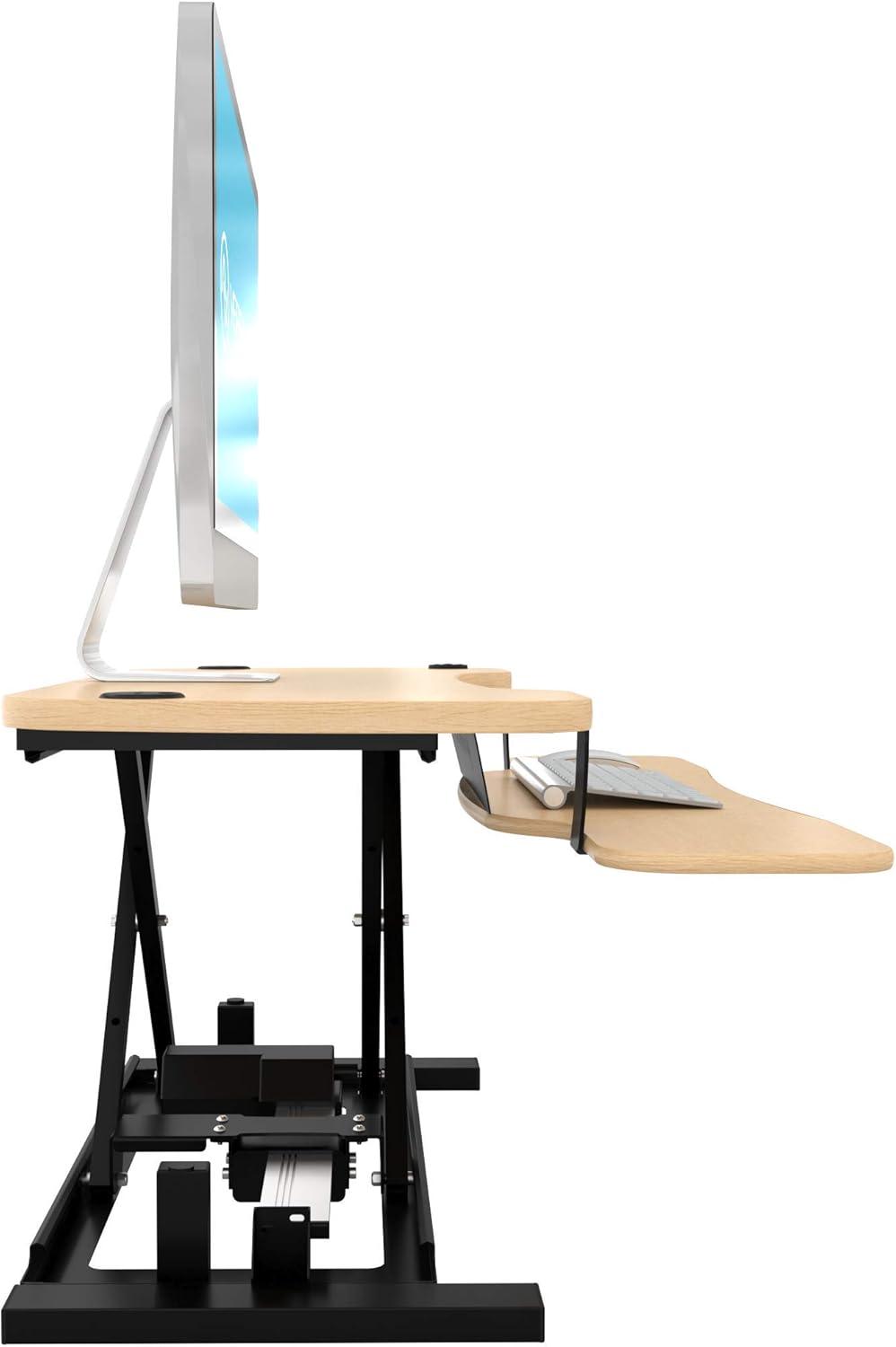 VersaDesk PowerPro 36" x 24" Electric Height Adjustable Standing Desk Converter for Home and Office, Maple, w/ USB Charging Port