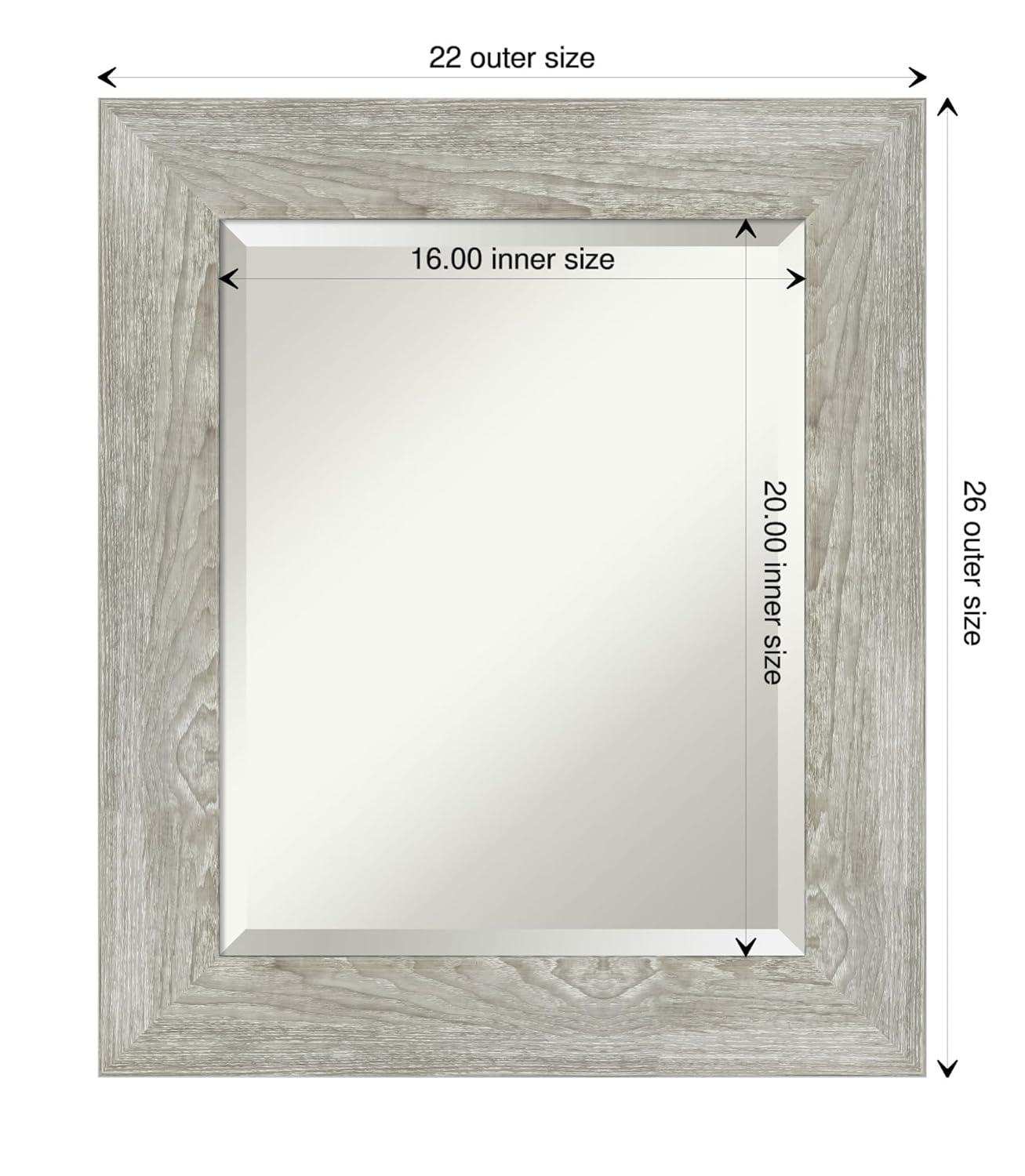 22" x 26" Dove Graywash Framed Bathroom Vanity Wall Mirror - Amanti Art: Modern, Beveled, Wood Frame