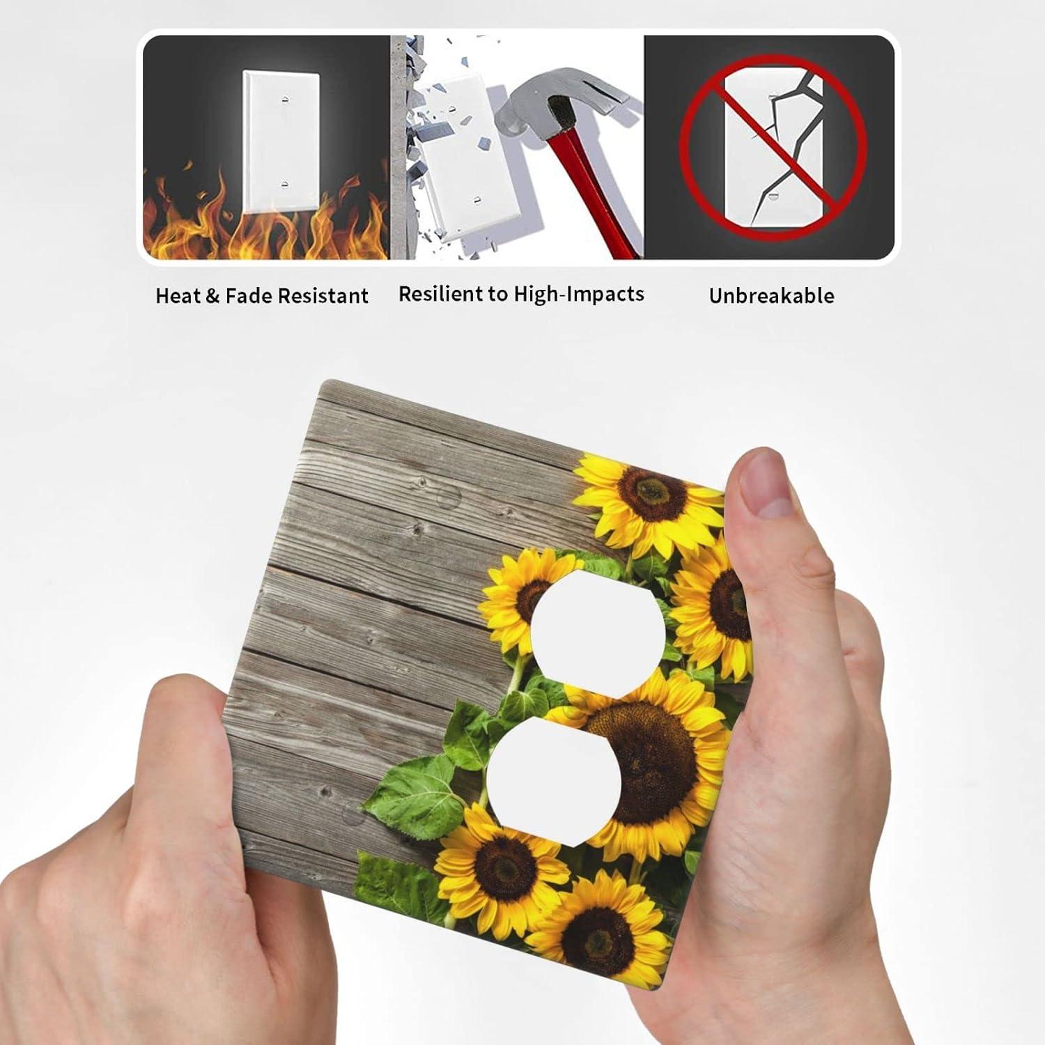 ZICANCN Outlet Covers Wall Plate, Sunflowers Nature Beige Background Light Switch Cover Decorative, Duplex Toggle Combo 1-Gang