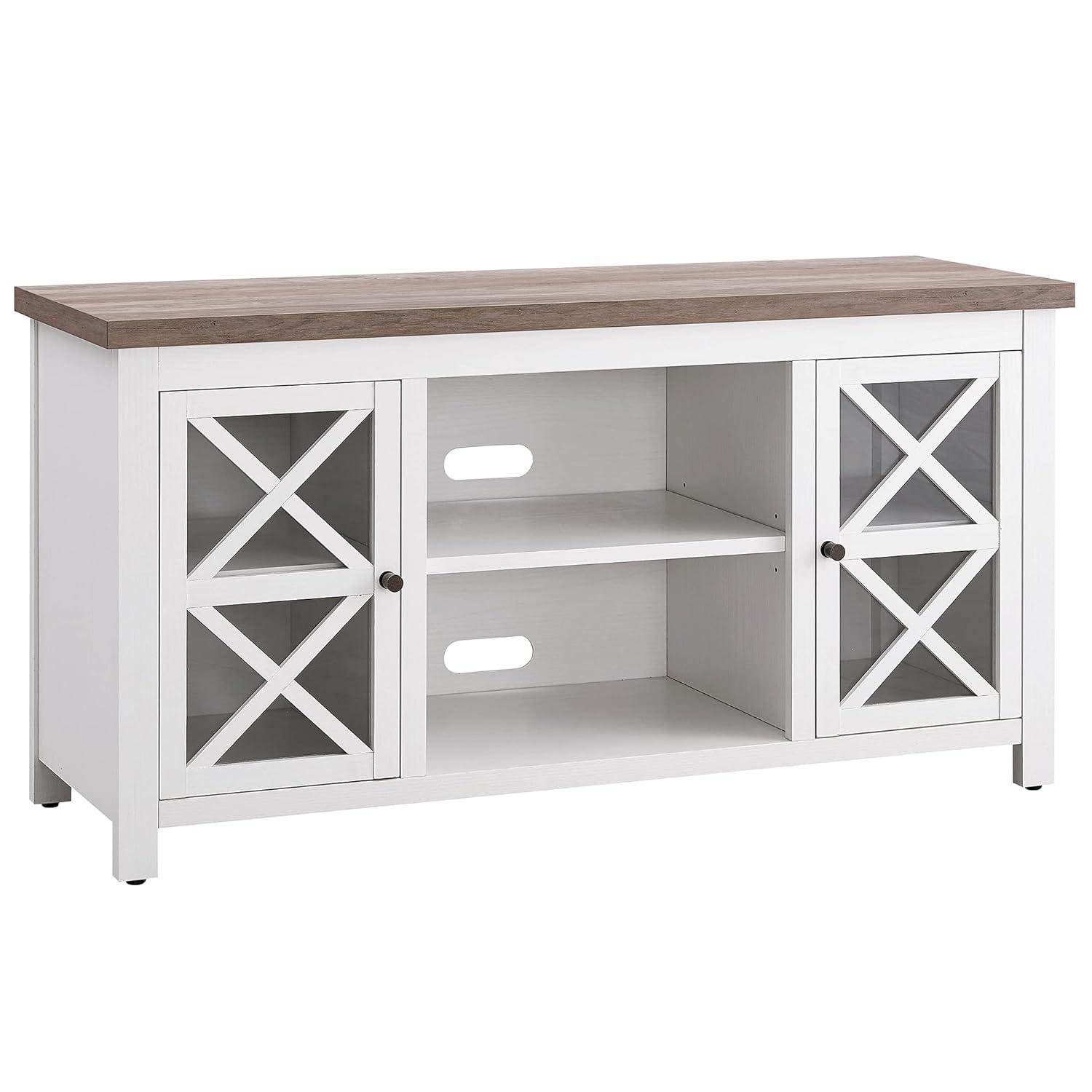 Evelyn&Zoe Colton Rectangular TV Stand for TV's up to 55", White/Gray Oak