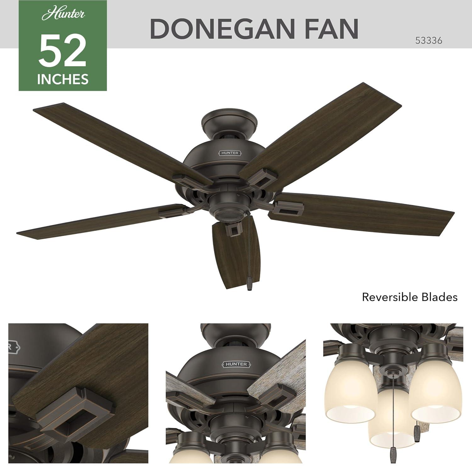 52" Donegan 5 - Blade Standard Ceiling Fan with Pull Chain and Light Kit Included