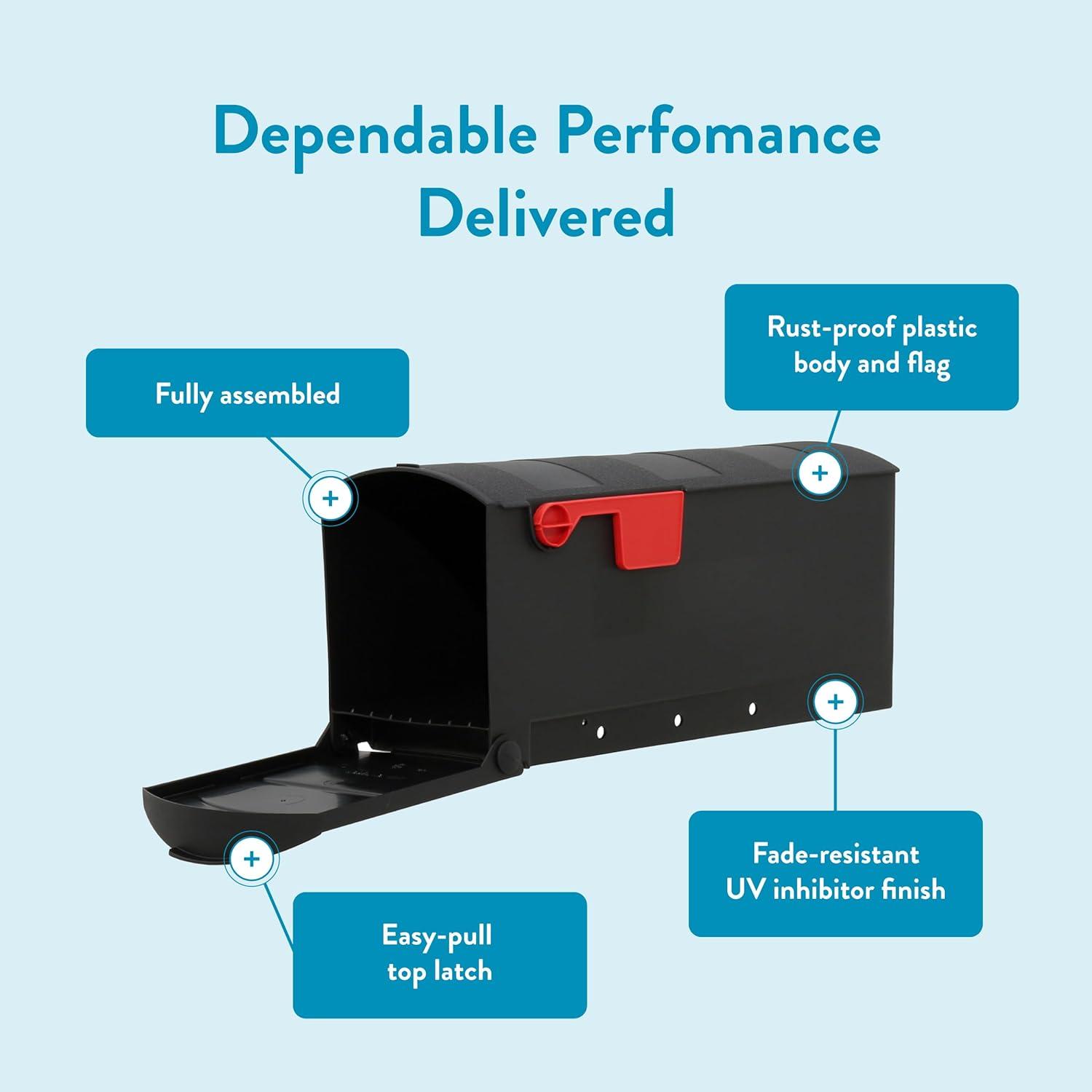 Architectural Mailboxes Patriot Plastic, Medium, Post-Mount Mailbox in Black