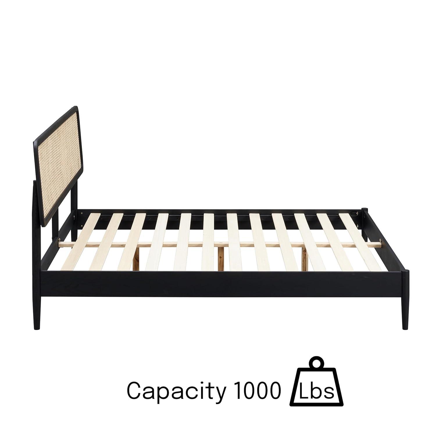 NTC Lupin Solid Wood Bed Frame with Headboard and Silent Slats, 1000 lbs Capacity Bed Frame
