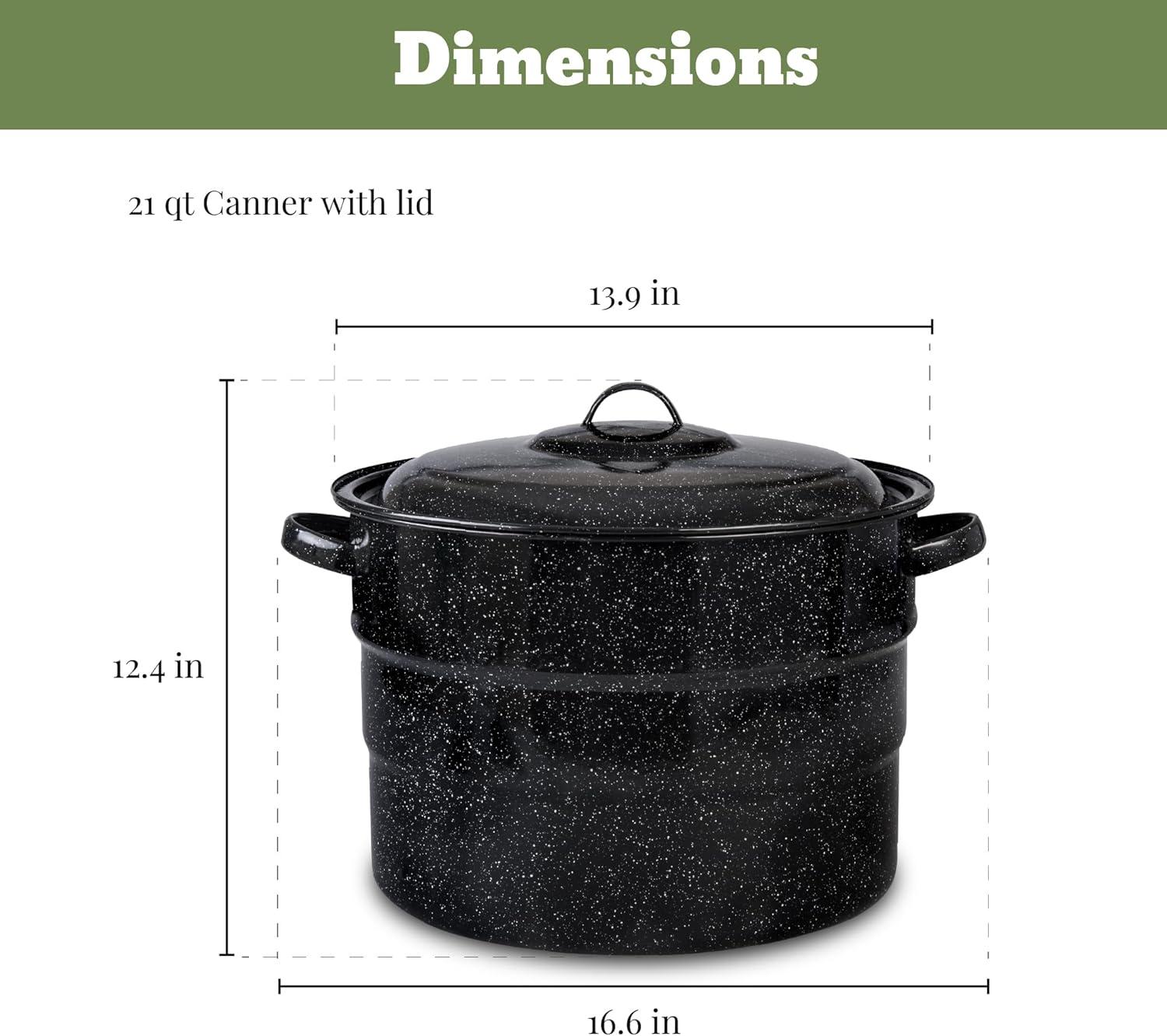 Granite Ware 9-Piece Enamelware Water Bath Canning Kit with 5 Essential Tools, Colander, and Rack – Complete Canning Supplies Starter Set