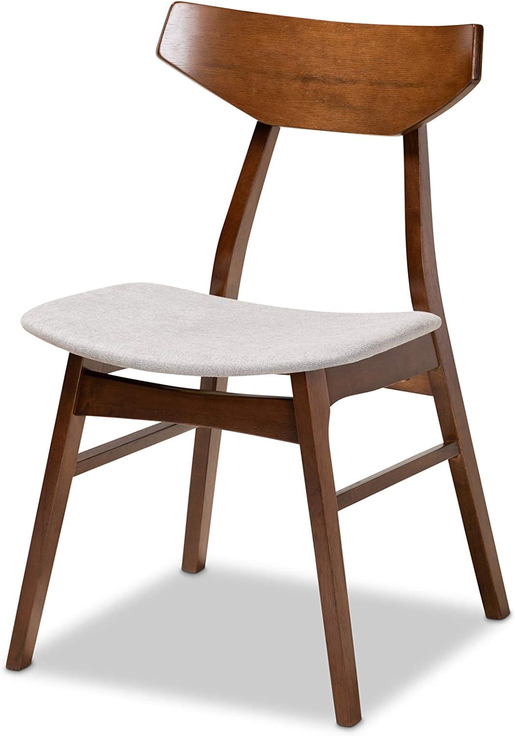 Baxton Studio Danica Mid-Century Modern Transitional Light Grey Fabric Upholstered and Walnut Brown Finished Wood 4-Piece Dining Chair Set