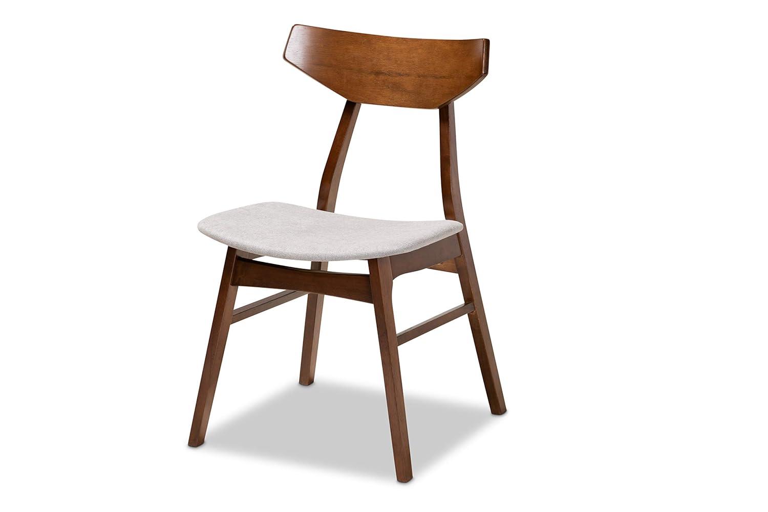 Baxton Studio Danica Mid-Century Modern Transitional Light Grey Fabric Upholstered and Walnut Brown Finished Wood 4-Piece Dining Chair Set