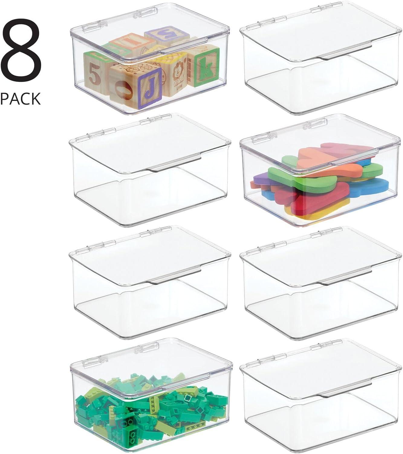 mDesign Plastic Playroom/Gaming Storage Organizer Box, Hinge Lid