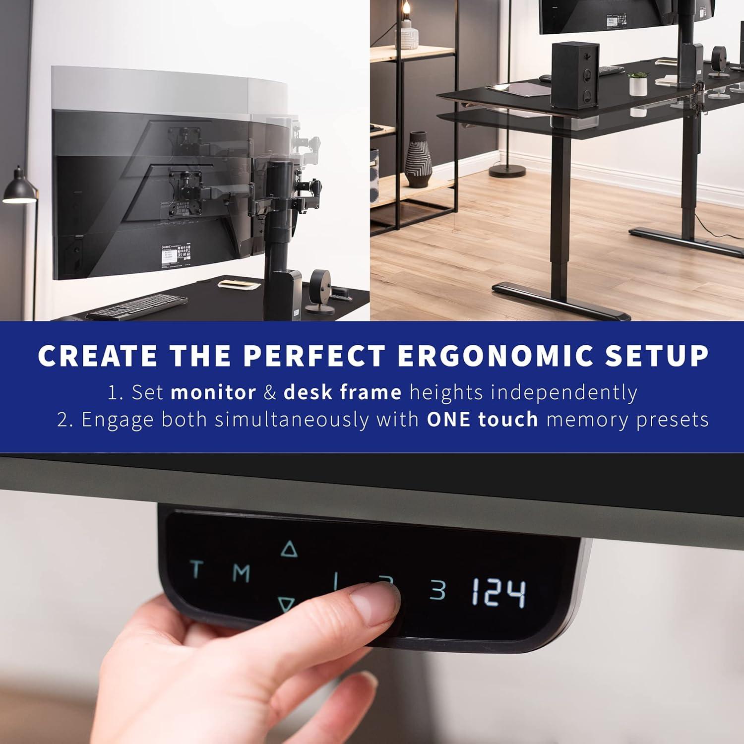 VIVO 63" x 32" Electric Stand Up Desk with Motorized Dual Monitor Mount, DESK-KIT-SET1B