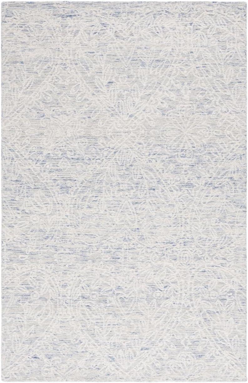 Blue and Ivory Hand-Tufted Wool 8' x 10' Area Rug