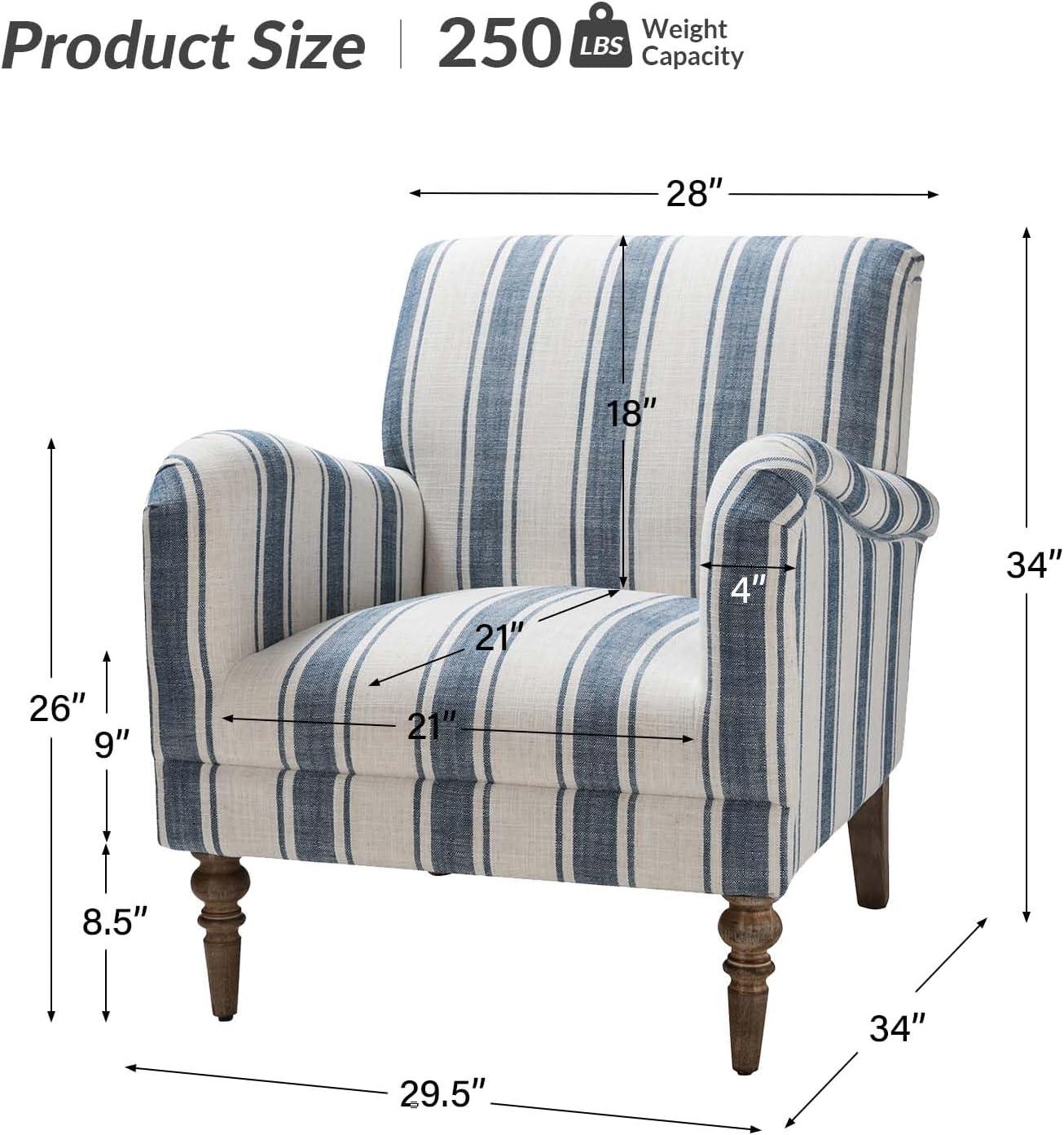 HULALA HOME Seip Classic and Contemporary Striped Arm Chair with Spindle Legs by  NAVY