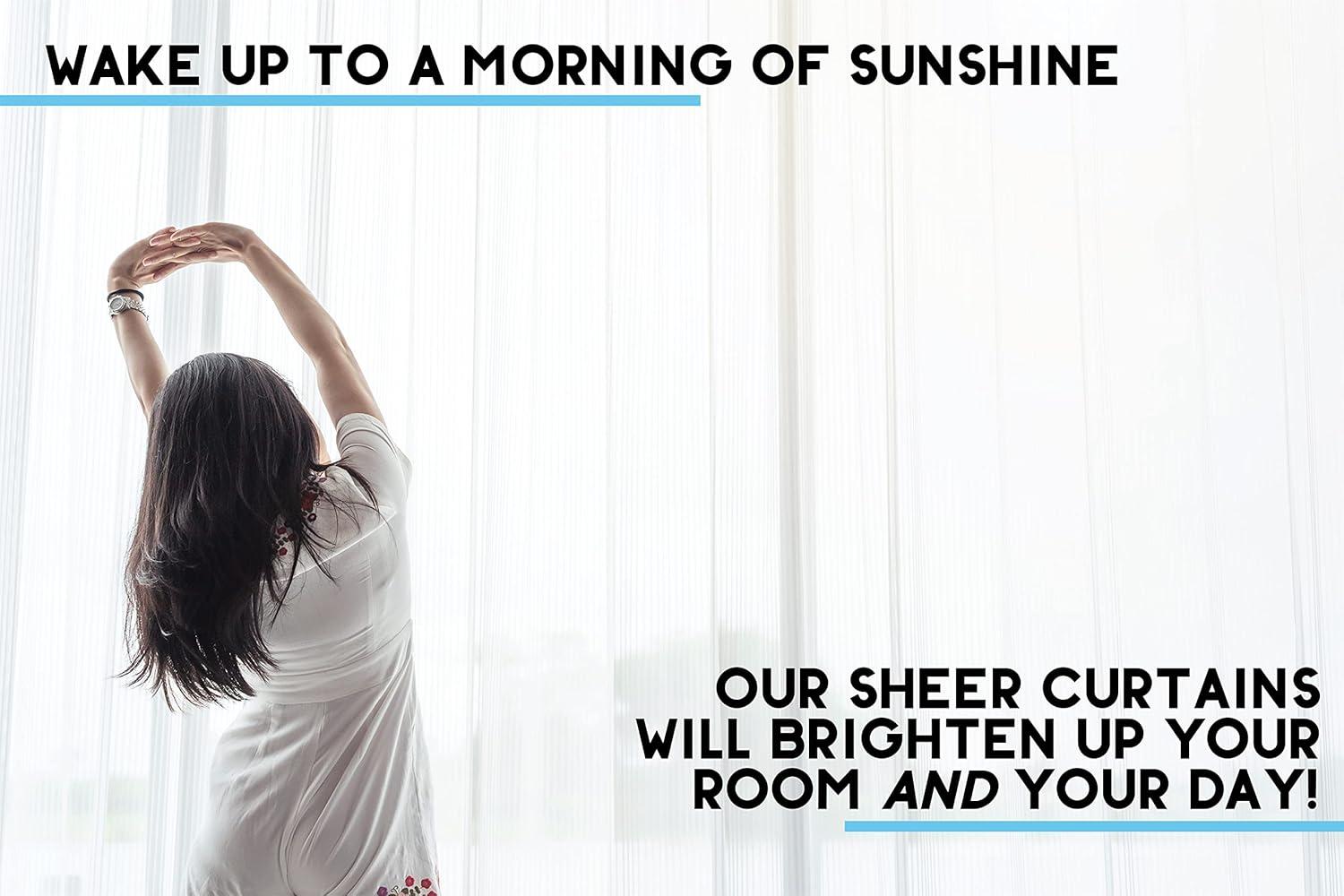 HLC.ME Grey Teal Sheer Voile Window Treatment Rod Pocket Curtain Panels for Bedroom and Living Room (54 x 84 inches Long, Set of 2)