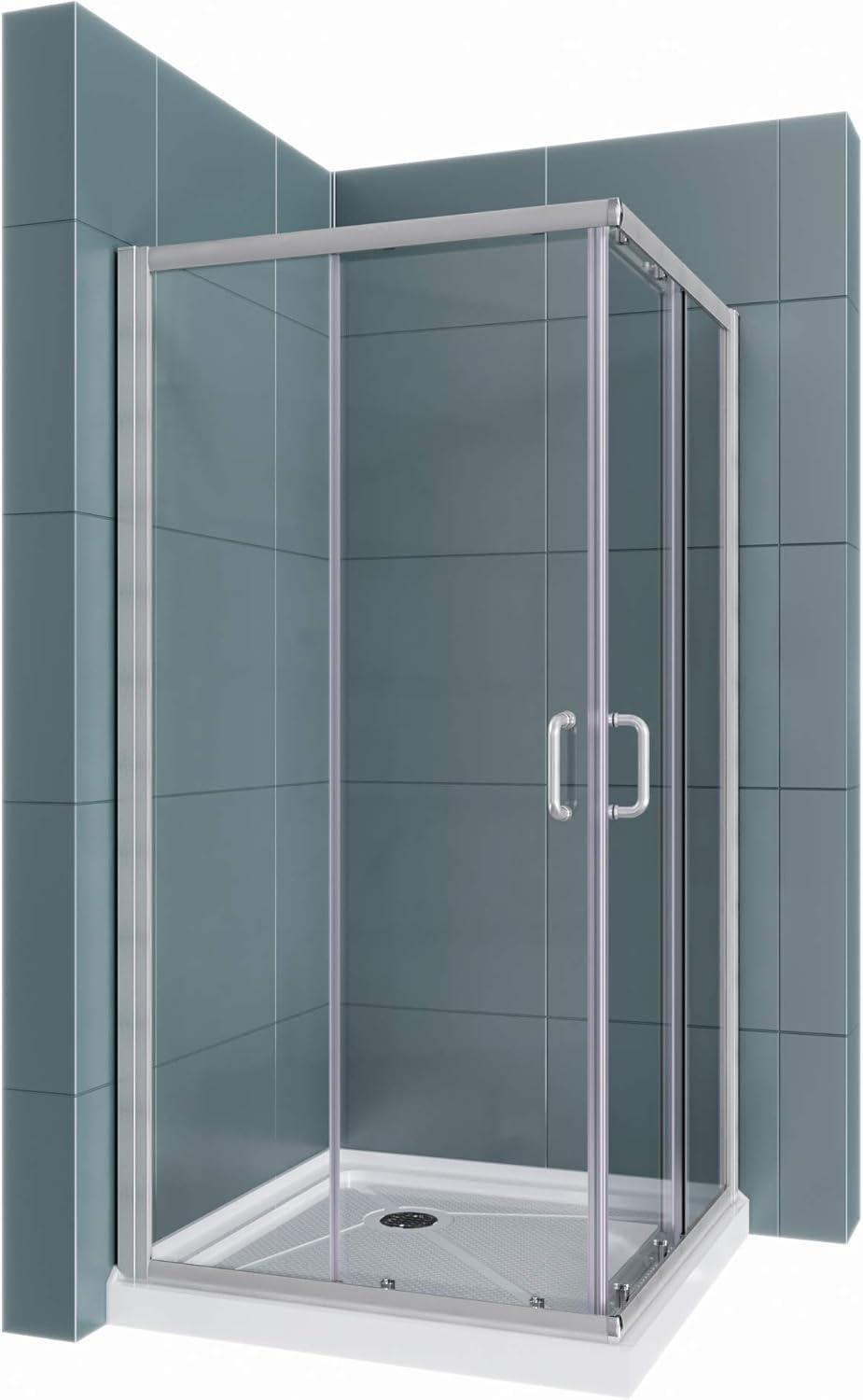 Sunny Shower Double Sliding Shower Door 36 in.D x 36 in. W x 72 in. H Brushed Nickel