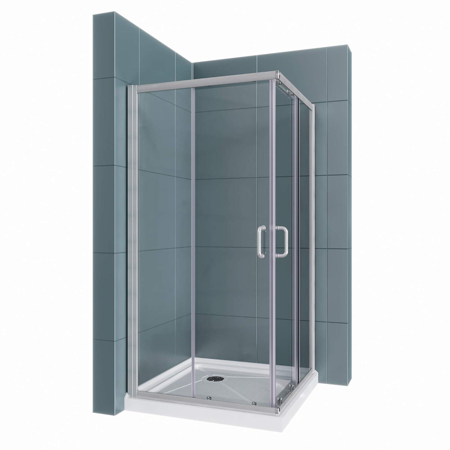 Sunny Shower Corner Entry Sliding Shower Door 36 in.D x 36 in. W x 72 in. H Brushed Nickel Finish Shower Enclosure