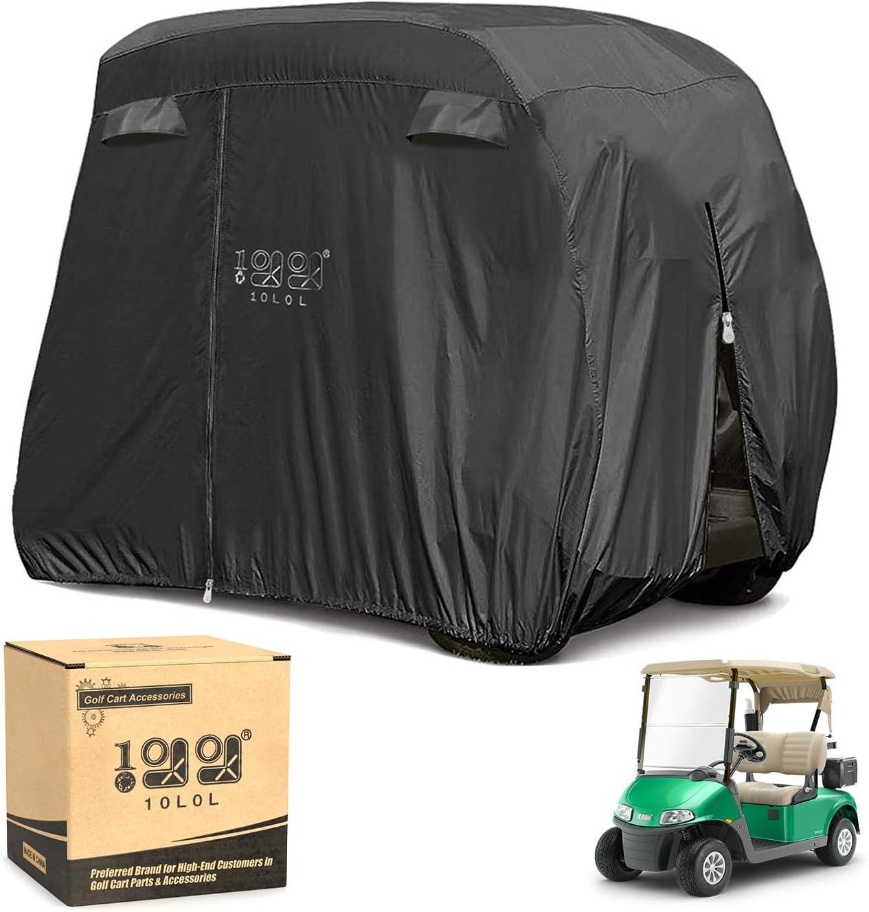 10L0L Golf Cart Cover 4 Passenger for Yamaha EZGO Club Car, 420D Waterproof Sunproof Dustproof Enclosure Cover, Black
