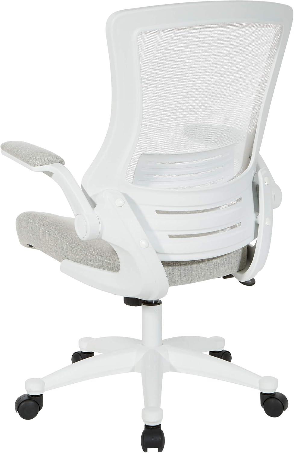 White Screen Back Manager's Chair in Linen Stone Gray Fabric