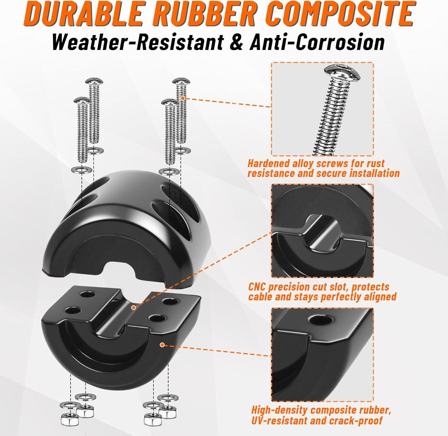 ATV UTV Winch Stopper Rubber Heavy Duty Cable Line Saver Waterproof Synthetic Rope Hook Allen Wrench Protect Hawse and Fairleads Quick Installation