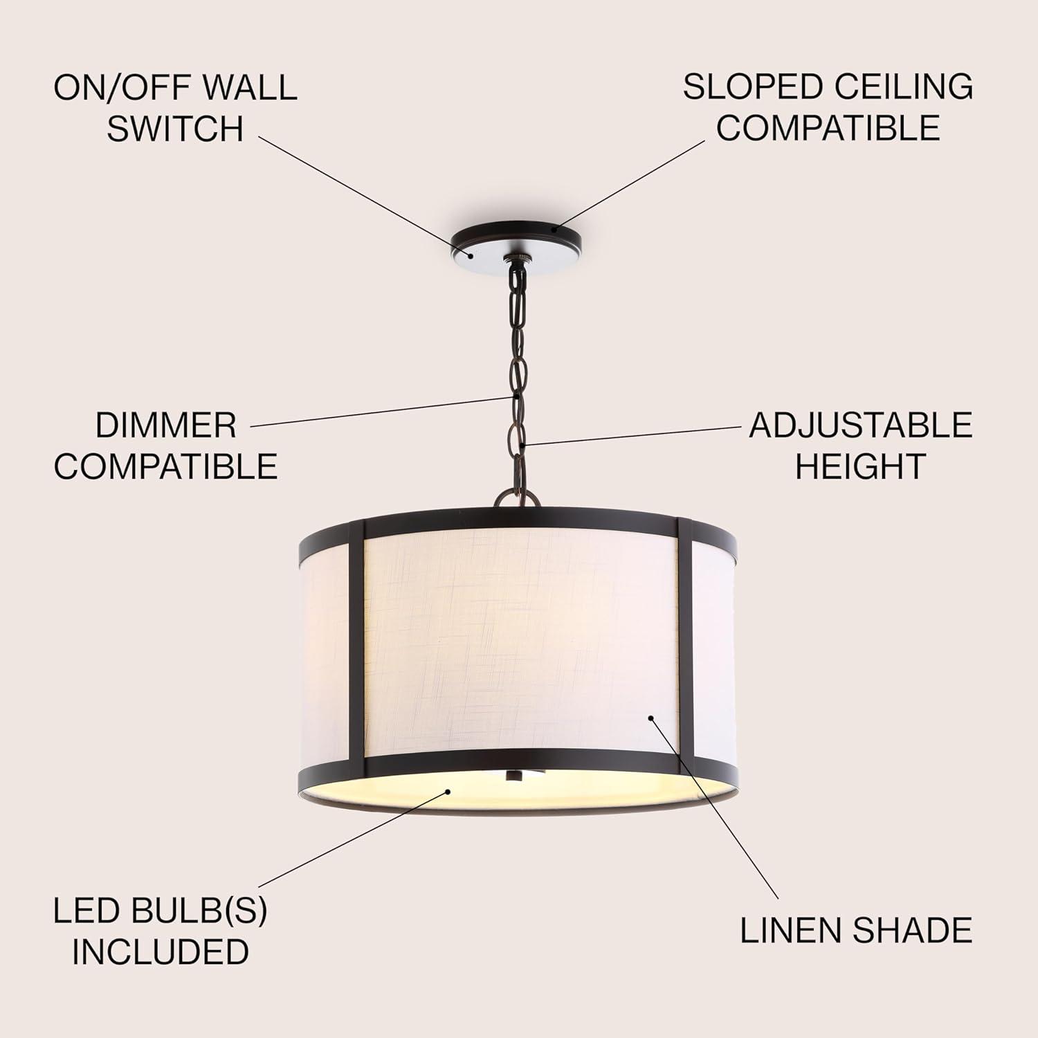 Thatcher 17" Metal LED Pendant Light, Oil Rubbed Bronze/White