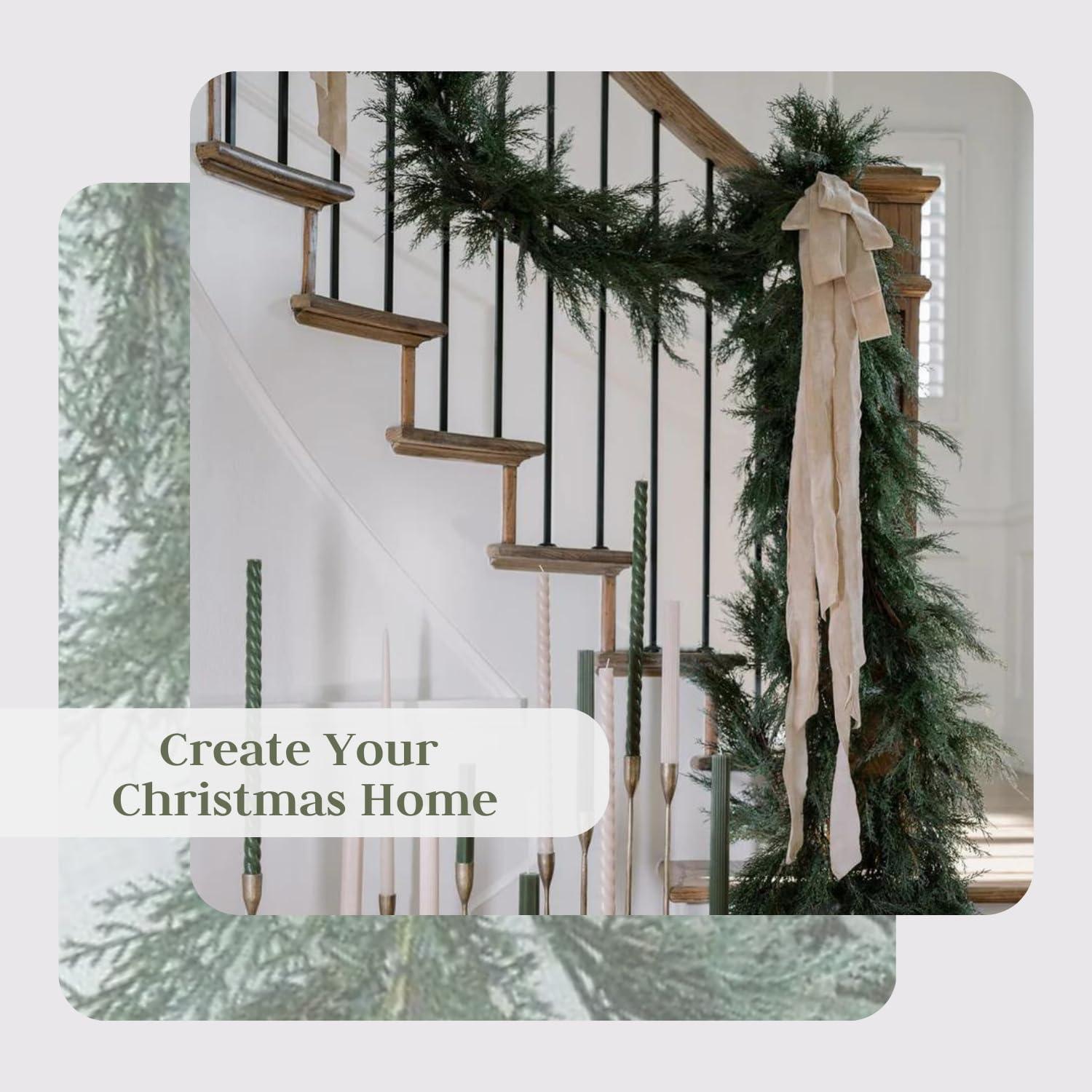 9' Green Faux Cedar Christmas Garland Runner