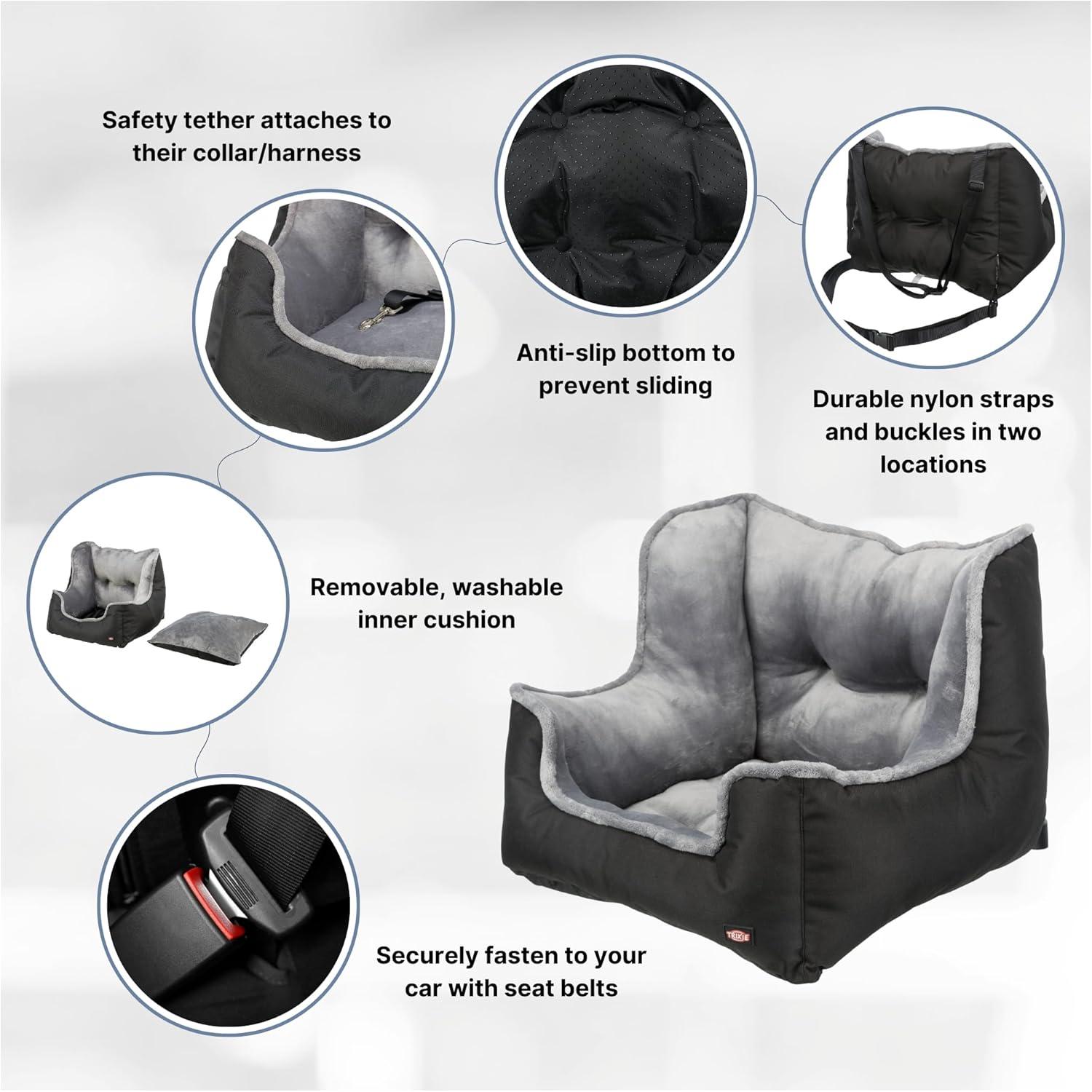 TRIXIE TRIXIE Convertible Deluxe Dog Car Seat for Small Dogs, Dog Booster Seat, Travel Pet Bed