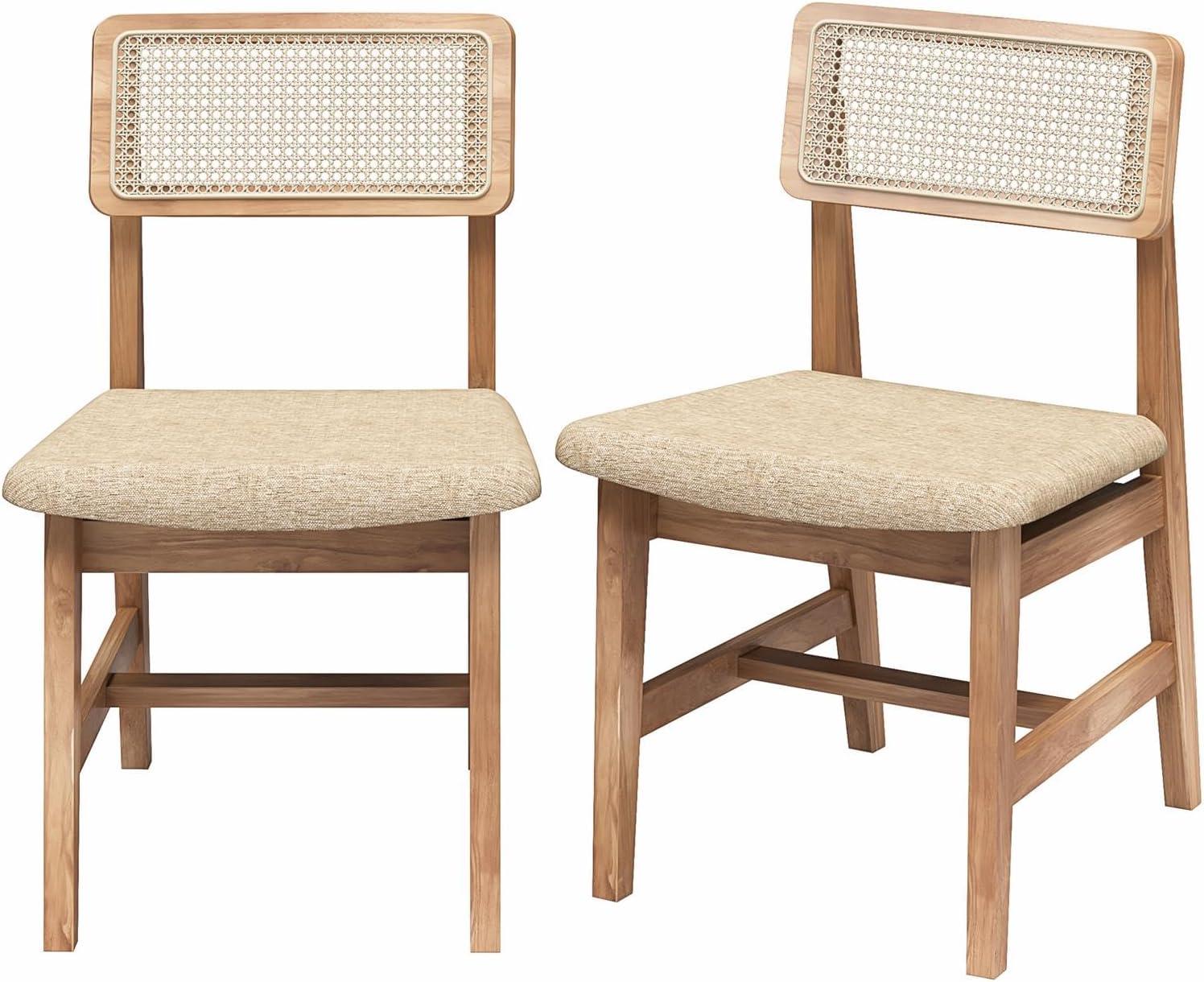 DHP Eleni Cane Dining Chairs, Set of 2, Cream/Seadrift