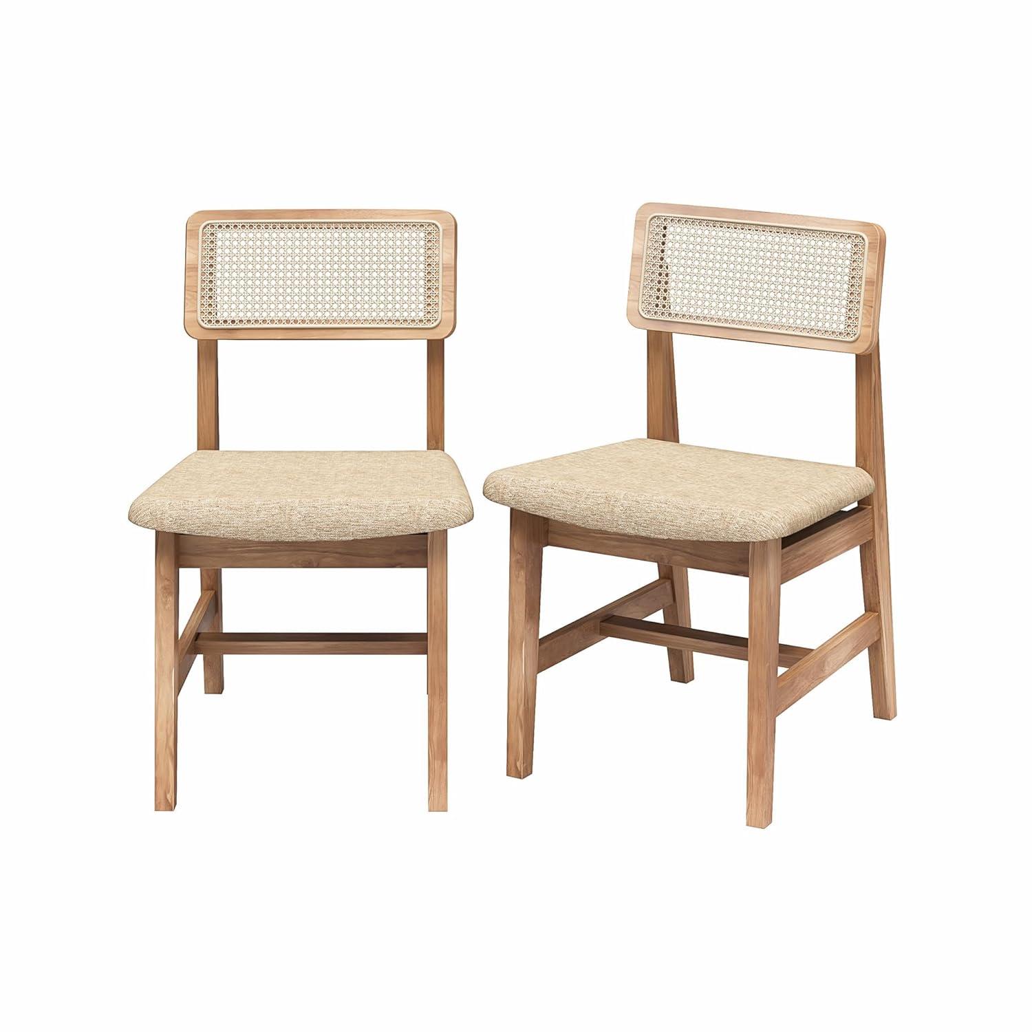 DHP Eleni Cane Dining Chairs, Set of 2, Cream/Seadrift