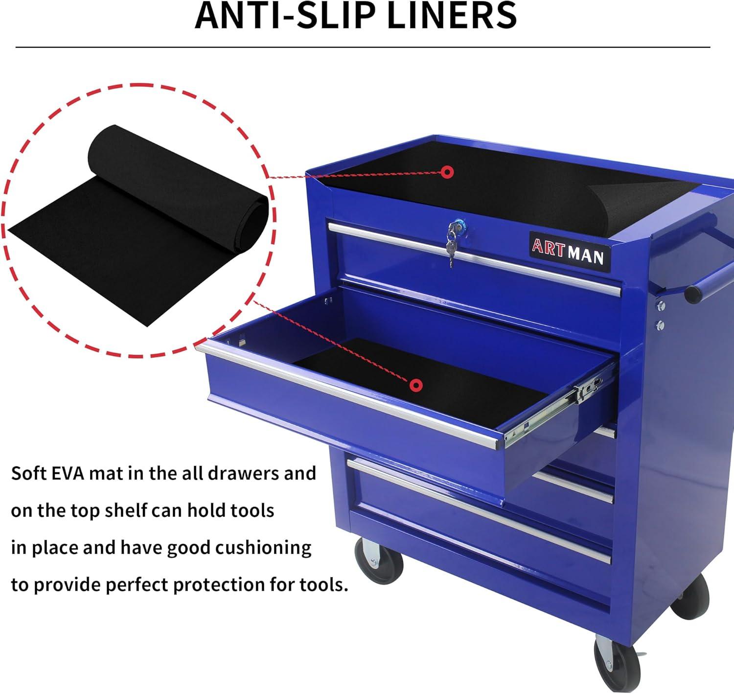 5 Large Drawers Tool Cart on Wheels,Rolling Tool Chest Tool Storage,Drawers Rolling Tool Trolley Organizer Tool Case for Garage, Warehouse, Workshop, Repair Shop (5 Large Drawers-29.3" H-Blue)