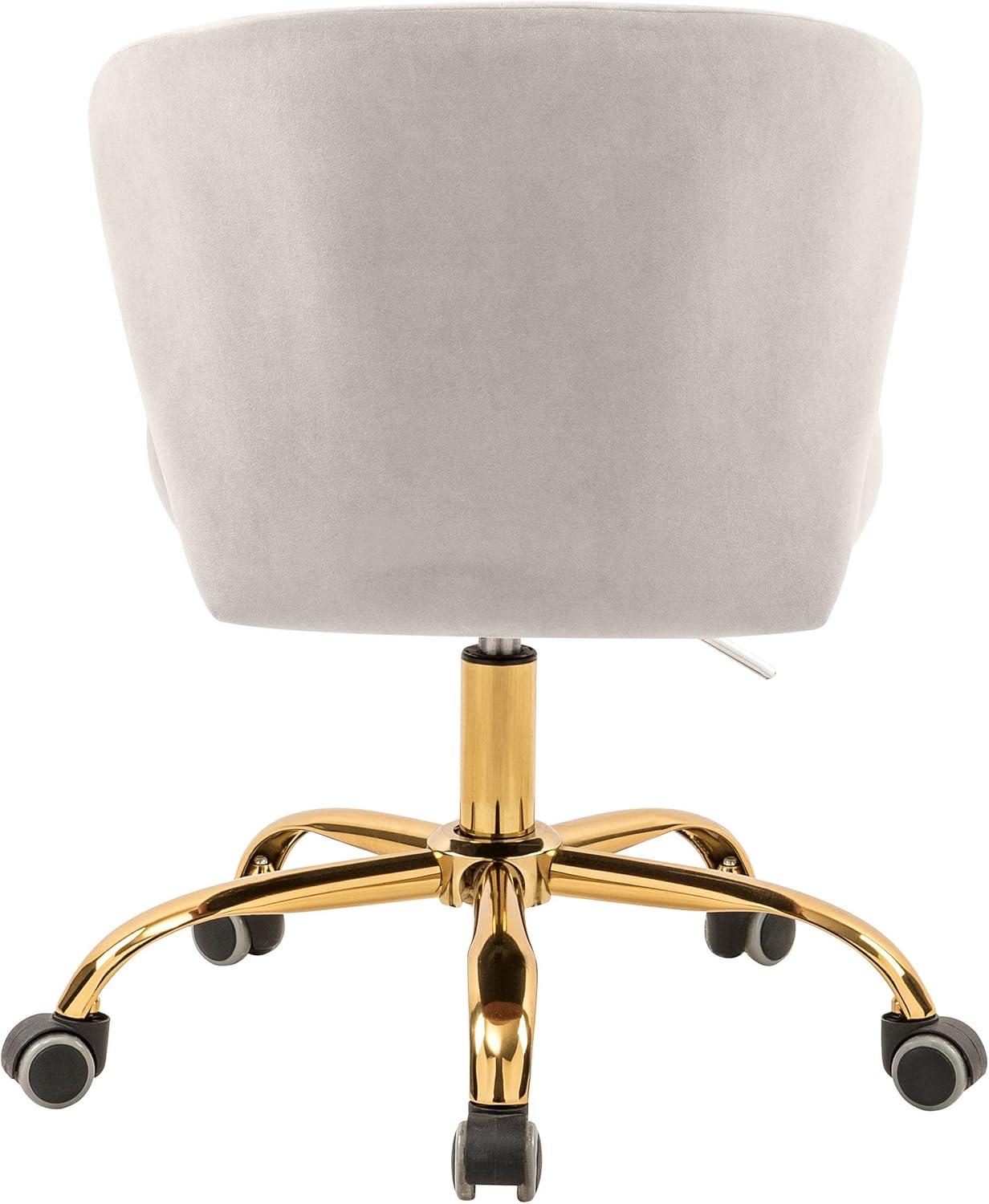 Meridian Furniture Finley Swivel Adjustable Cream Velvet and Gold Office Chair