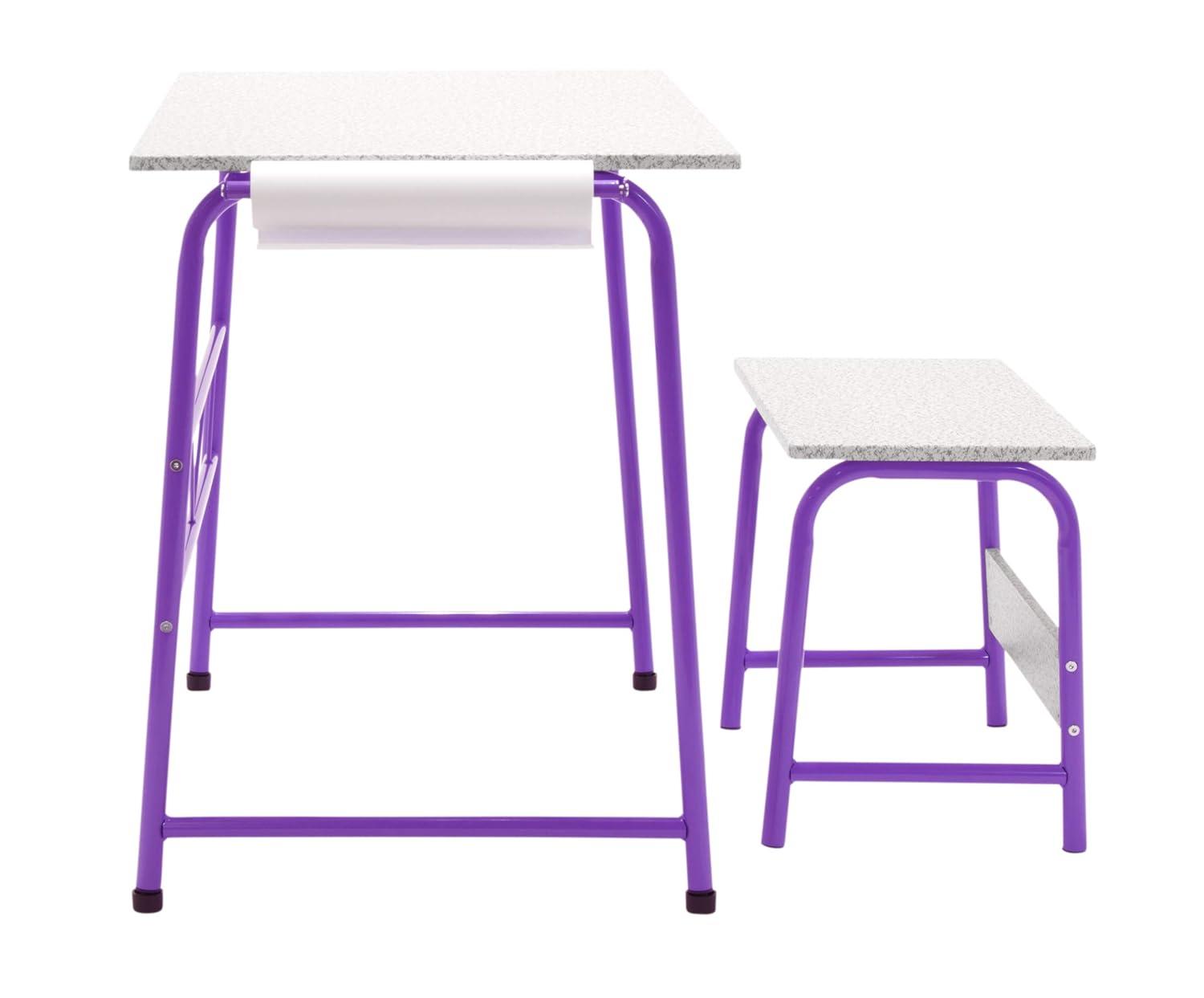 SD Studio Designs Project Center, 55127 Craft Table Play Desk with Bench, Purple/Spatter Gray, 37.75"W x 21.75"D x 28"H