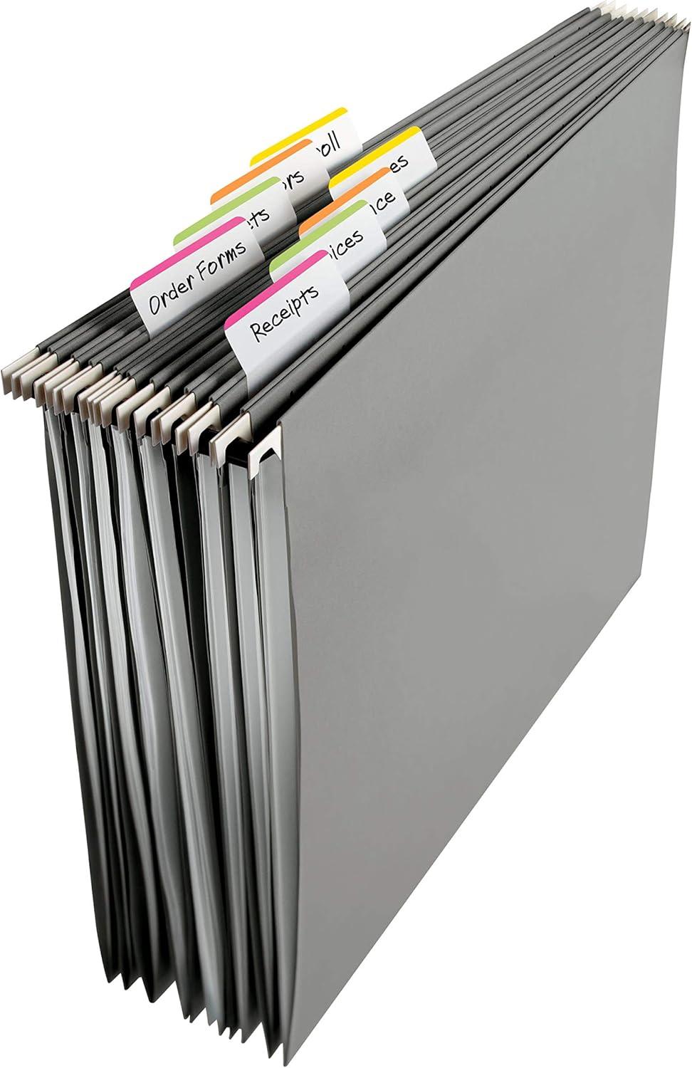 Durable Angled Assorted Color File Tabs, 2" x 1.5"